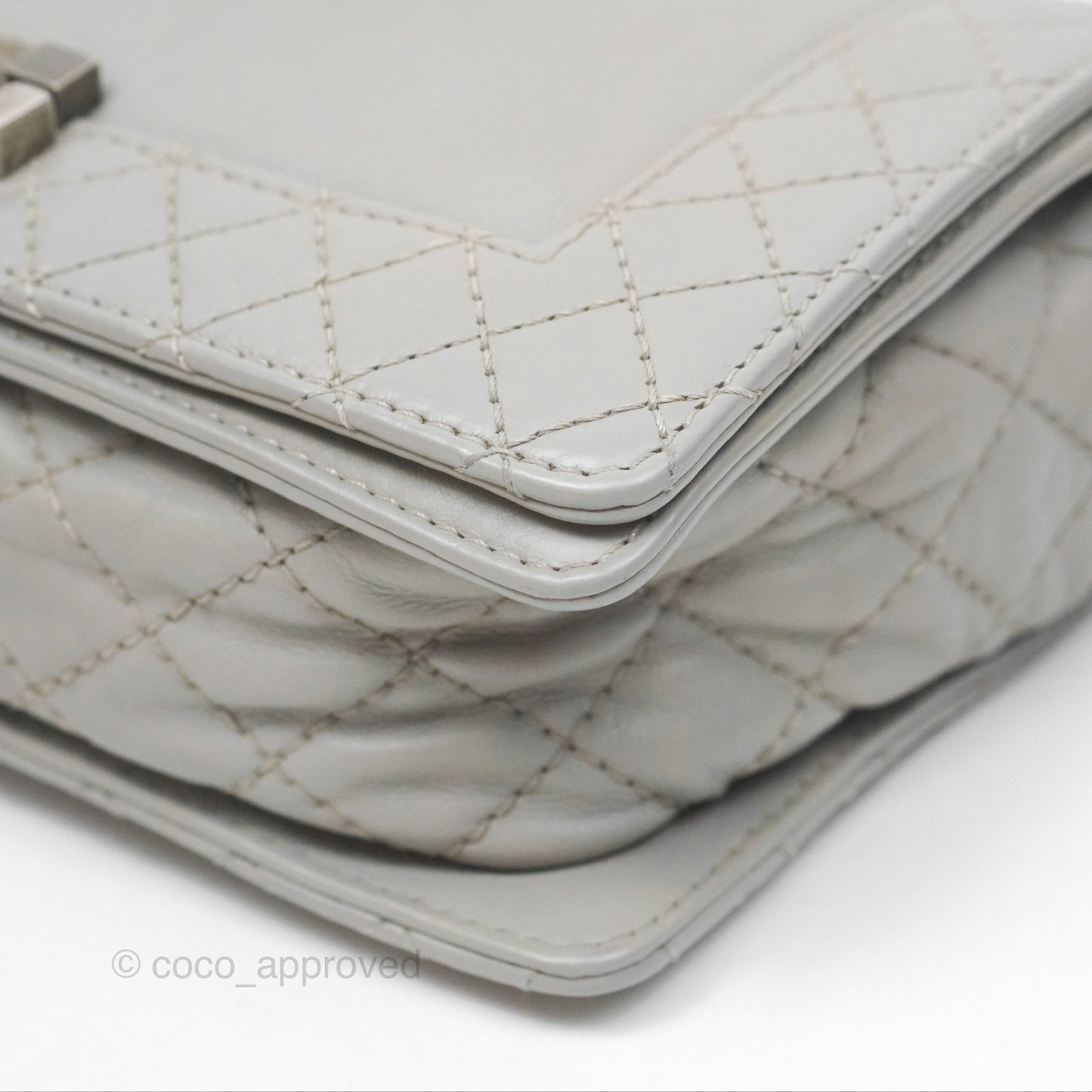 Chanel Medium Boy Reverso Flap Light Grey Calfskin Ruthenium Hardware