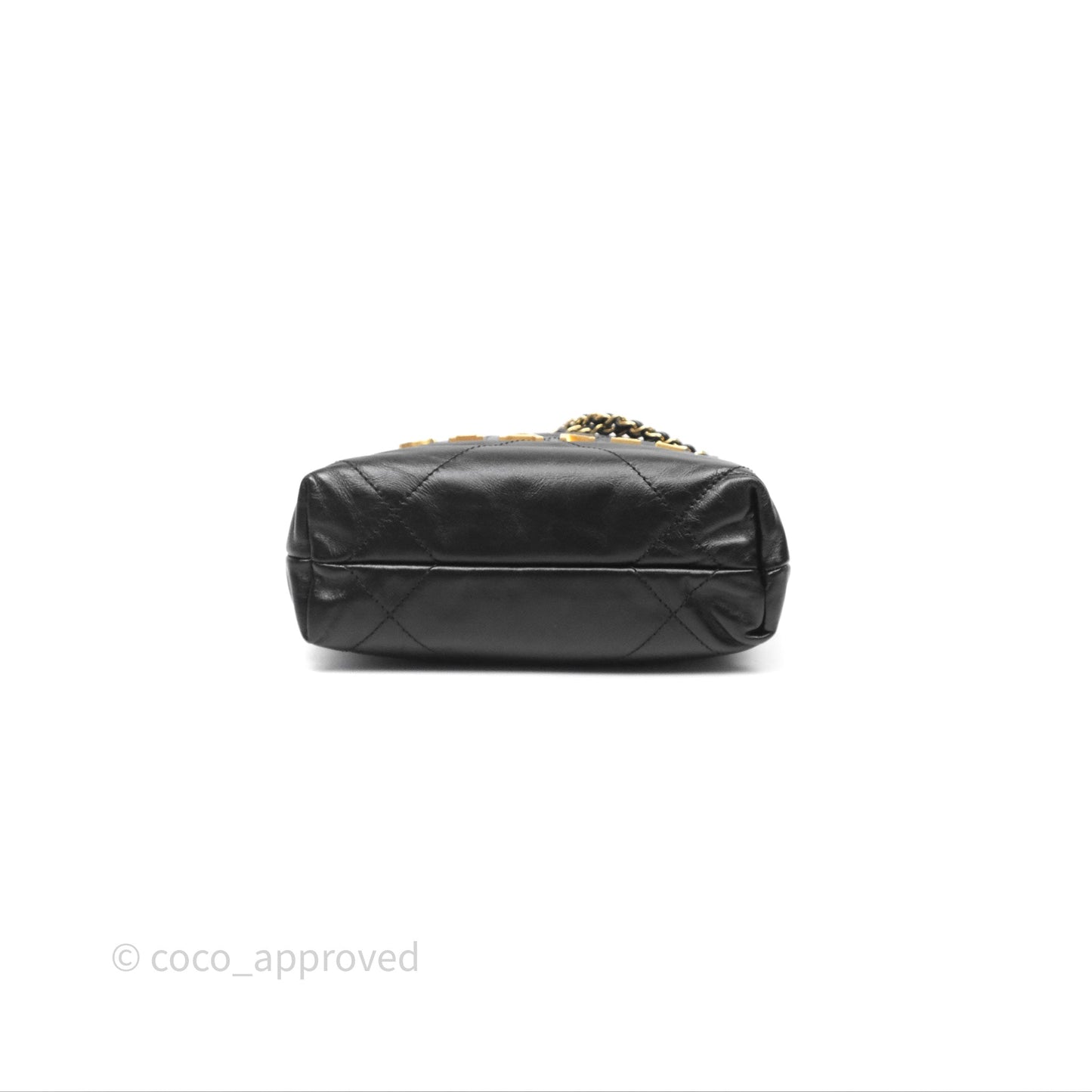 Chanel 22 Mini Bag Black Crumpled Calfskin Aged Gold Hardware