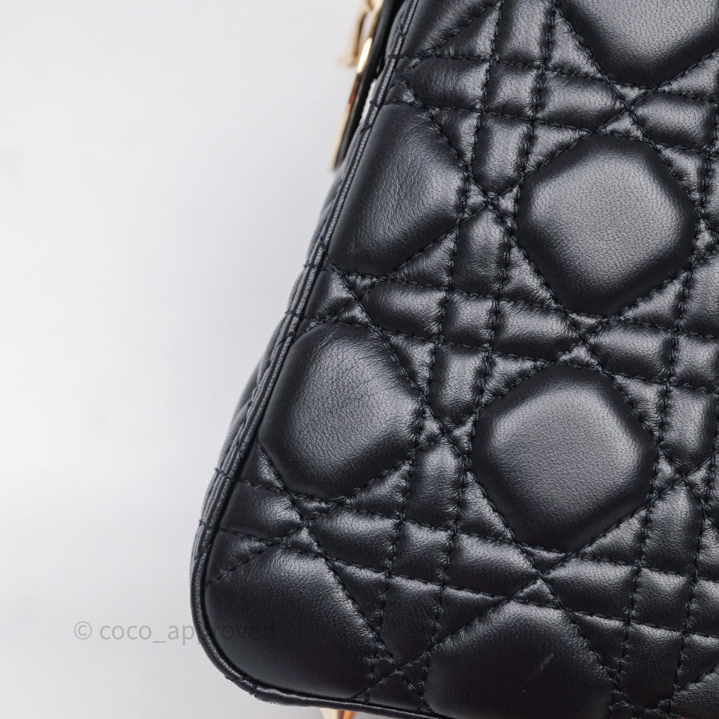 Christian Dior Medium Lady Dior Navy Lambskin Gold Hardware