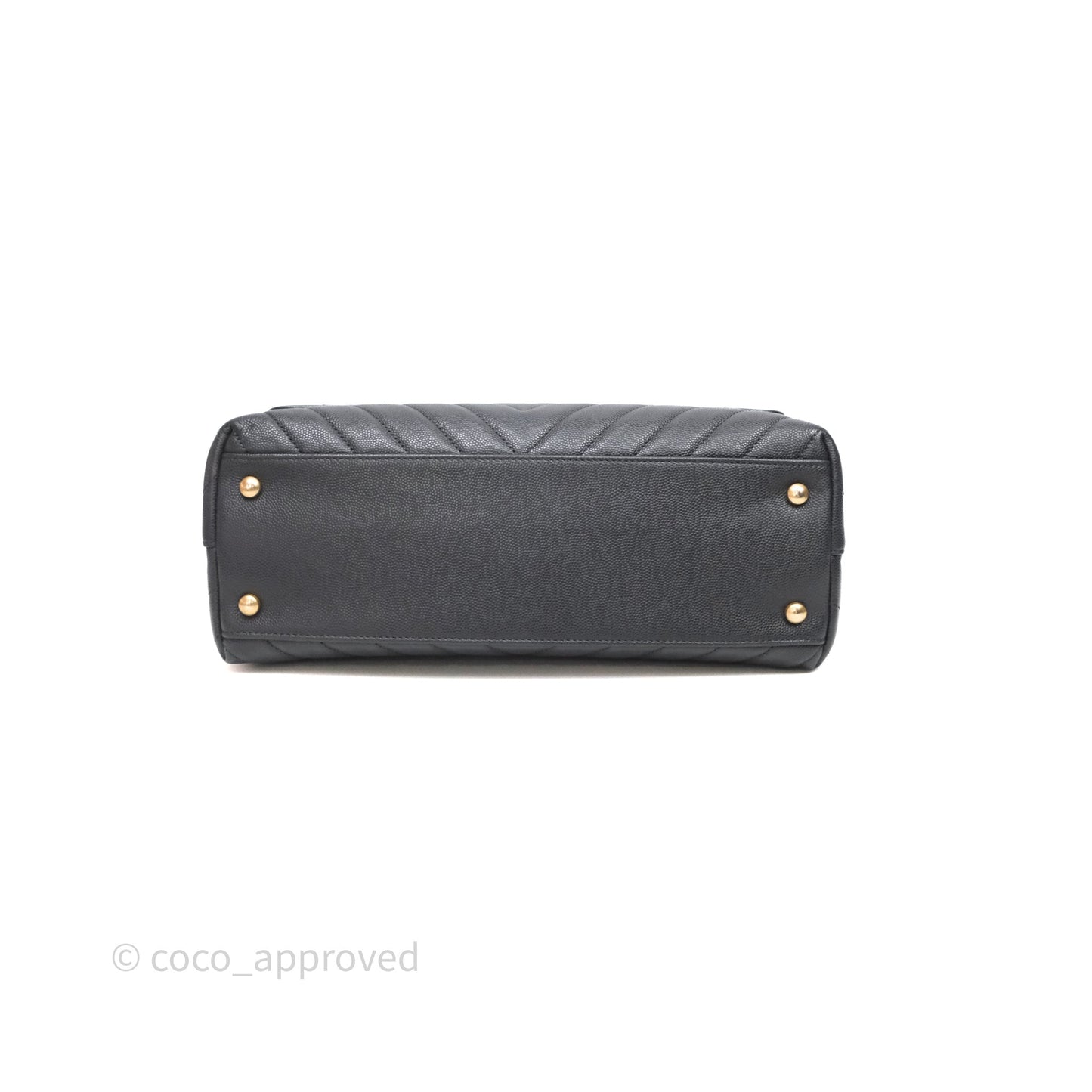 Chanel Medium Coco Handle Chevron Grey Bag Gold Hardware