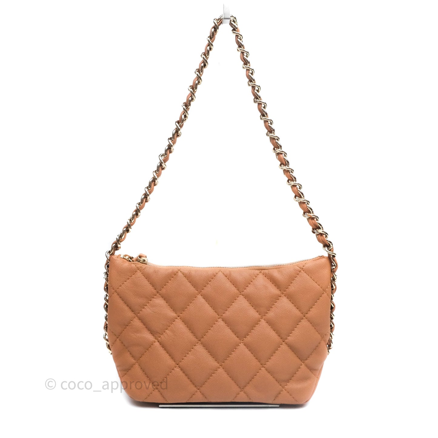 Chanel Small Hobo Shoulder Bag Caviar Beige Gold Hardware