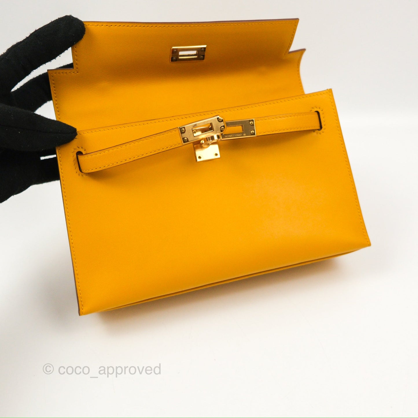 Hermès Kelly Mini Pochette Jaune Ambre Swift Gold Hardware