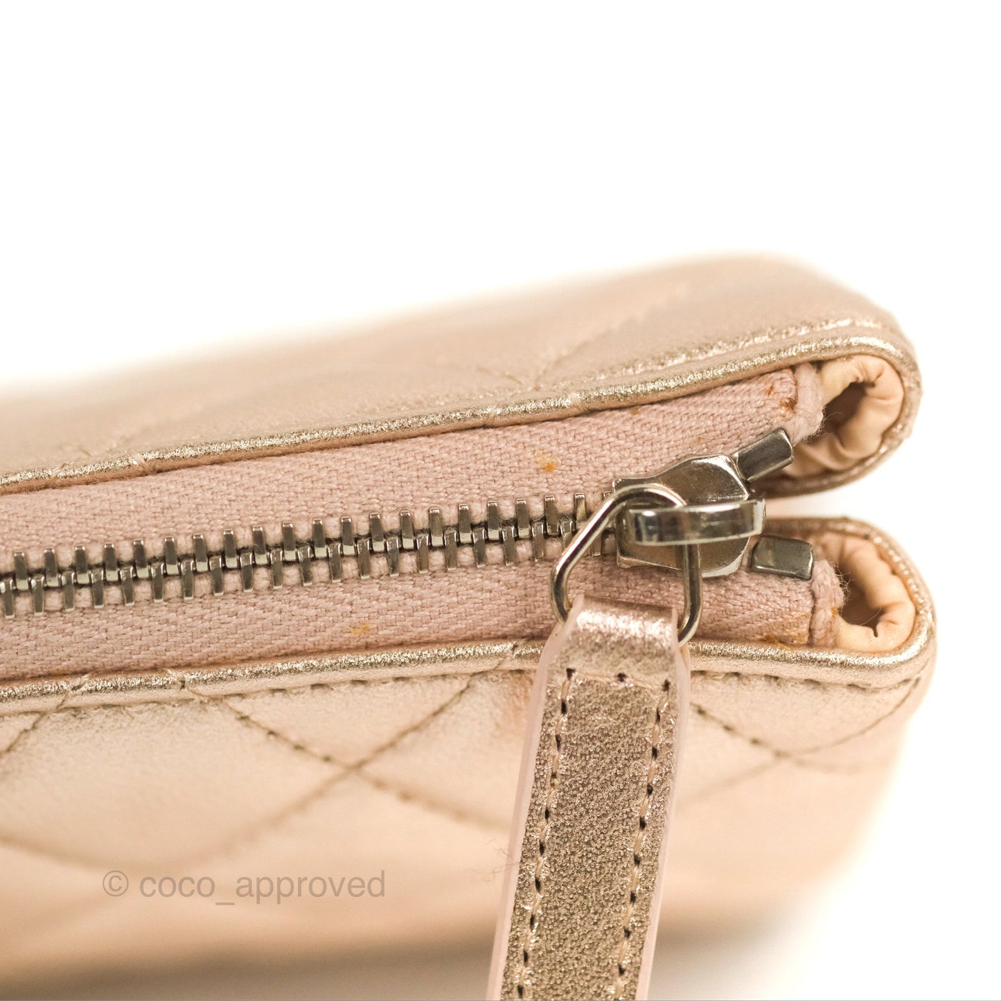 Chanel Toiletry Pouch Metallic Rose Gold Lambskin Silver Hardware