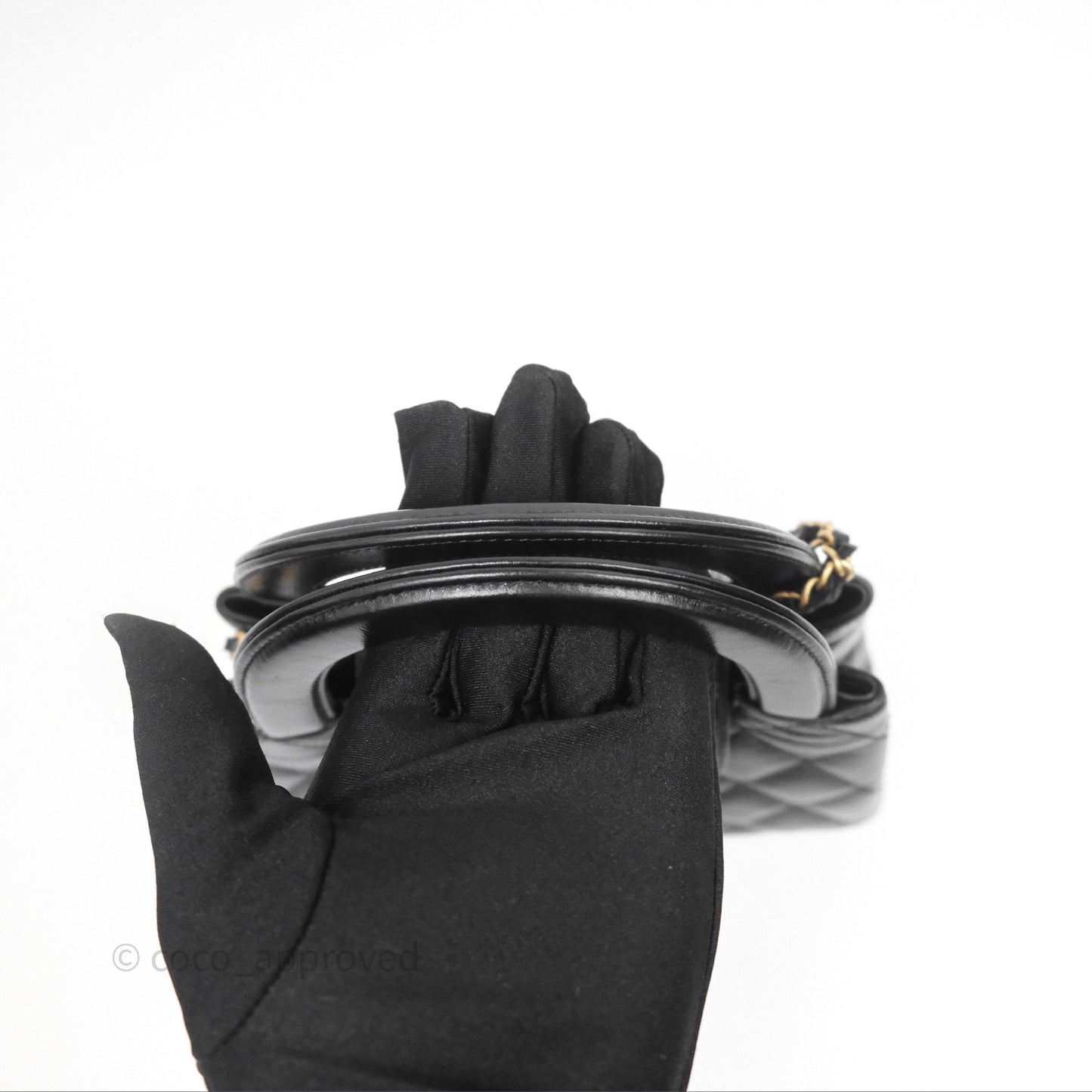 Chanel Kelly Bag Quilted Black Shiny Crumpled Calfskin Aged Gold Hardware