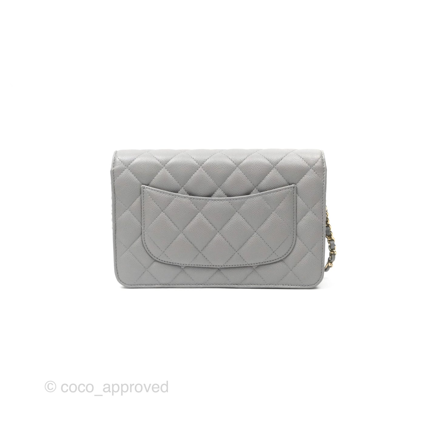 Chanel Classic Quilted Wallet On Chain WOC Grey Caviar Gold Hardware