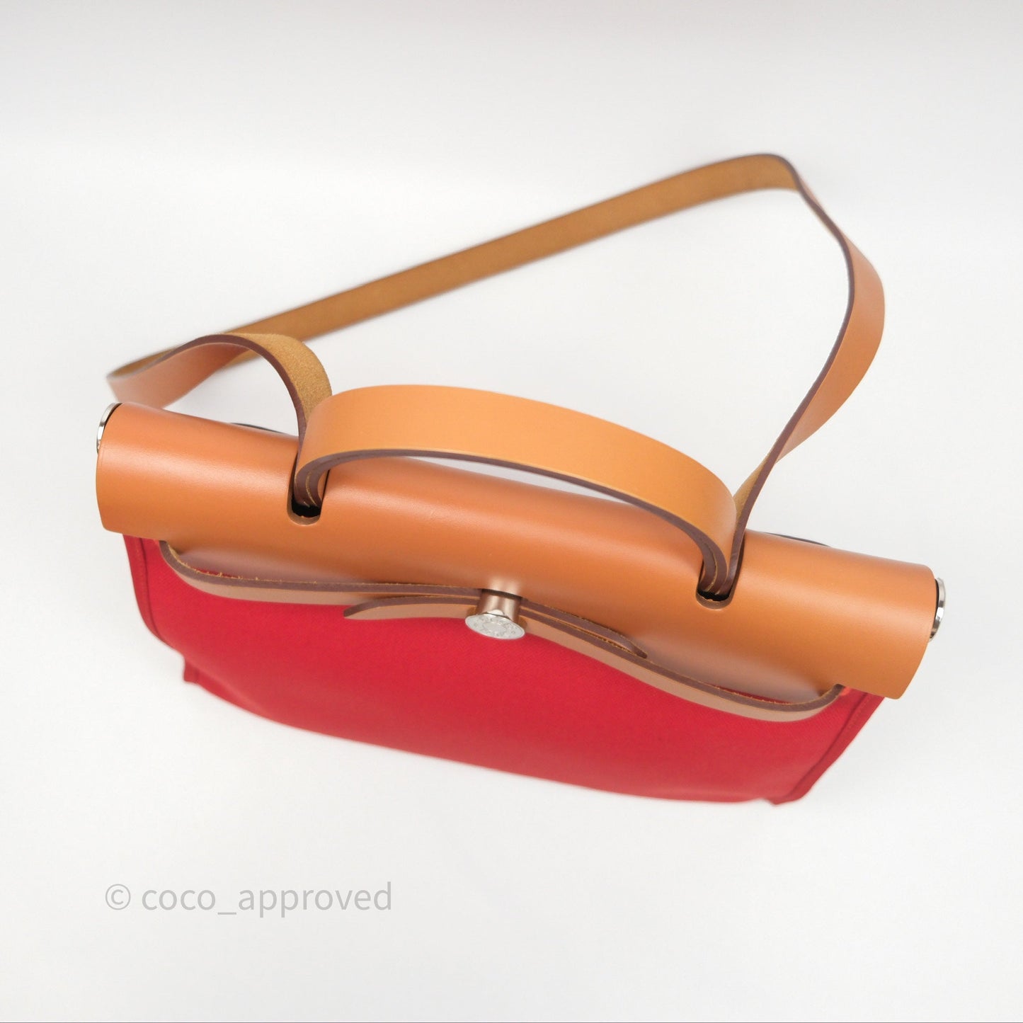 Hermès Herbag Zip 31 Red/Natural Canvas Palladium Hardware