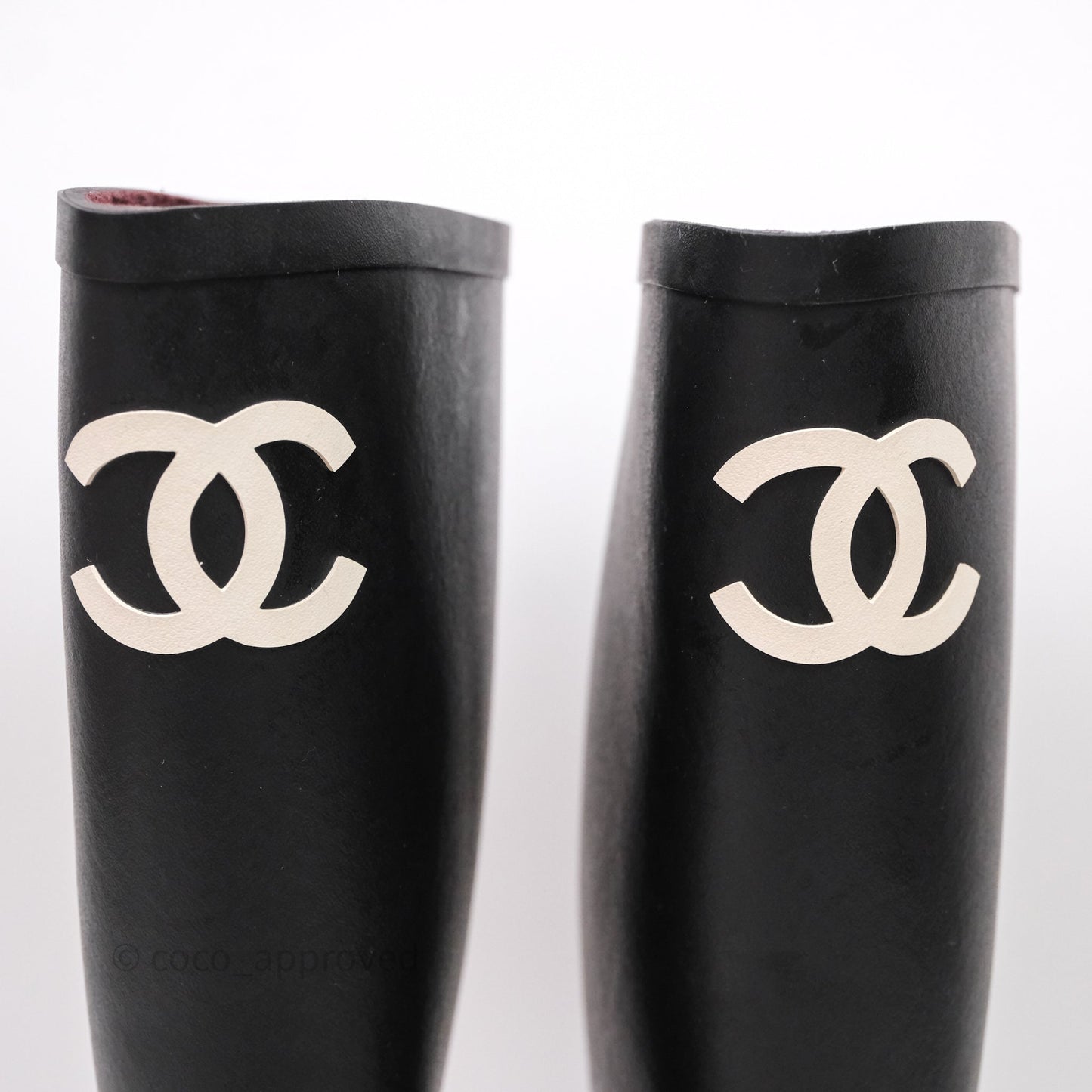 Chanel CC Black Rubber Rain Boots Size 39
