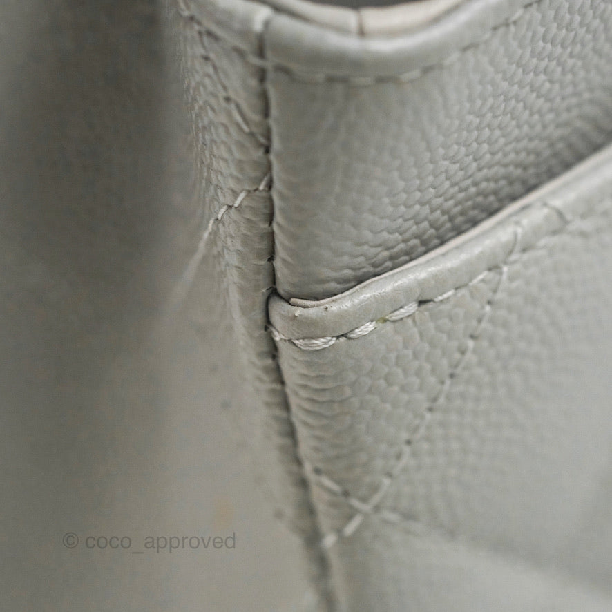 Chanel Classic Small S/M Quilted Flap Grey Caviar Gold Hardware 21A