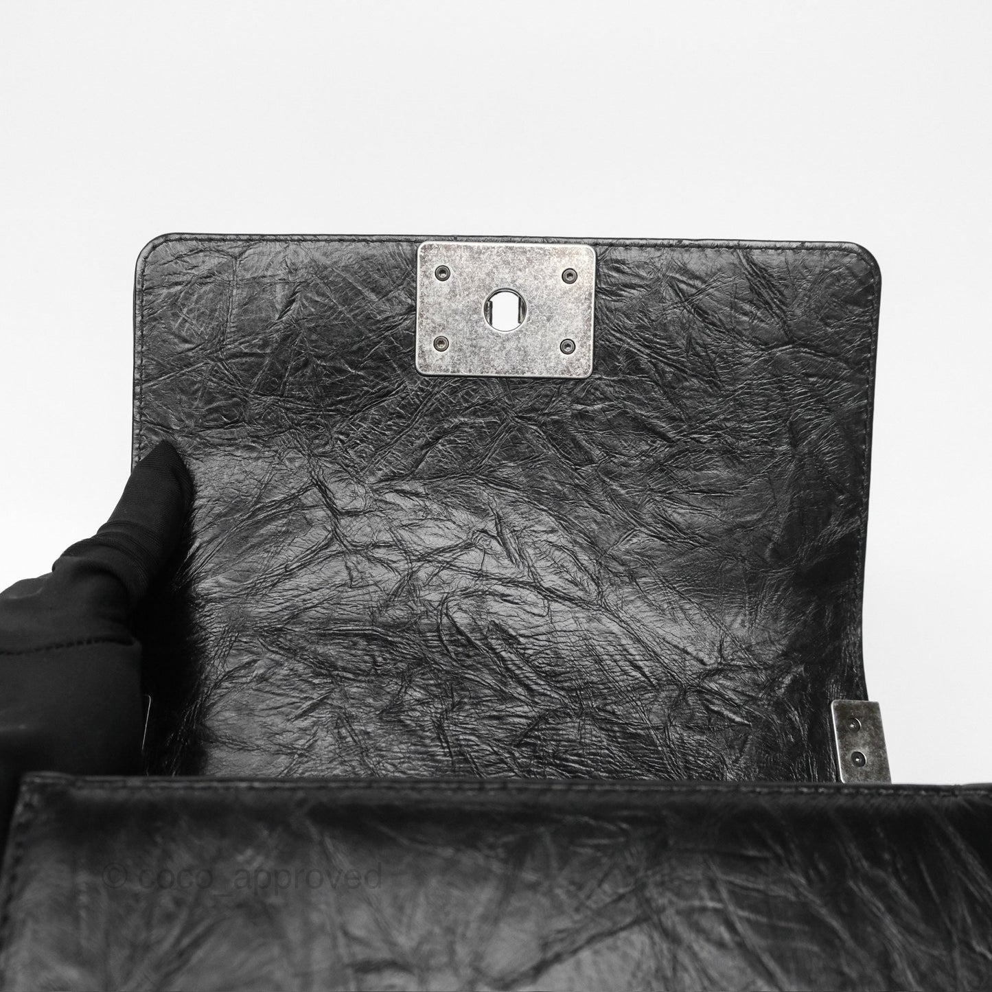 Chanel Small Chain Around Boy Quilted Black Aged Calfskin Ruthenium Hardware