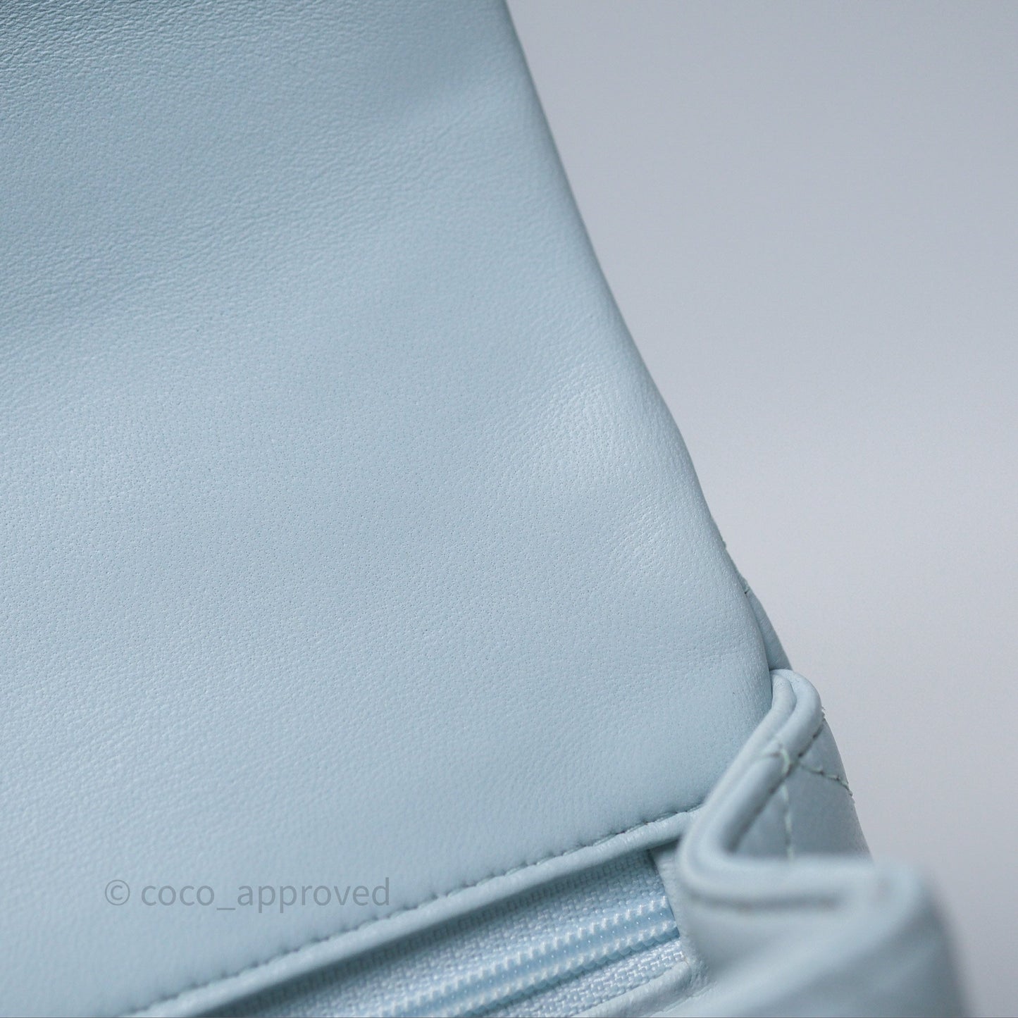 Chanel Top Handle Mini Rectangular Flap Light Blue Lambskin Gold Hardware