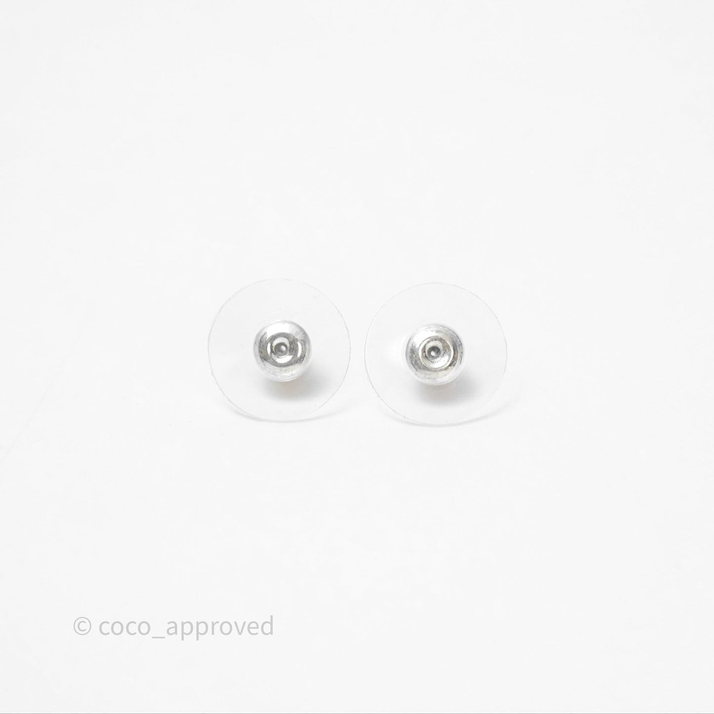Chanel CC Crystal Pearl Drop Earrings Silver Tone 24V