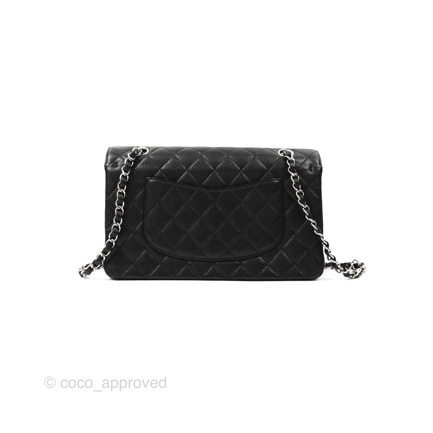 Chanel Classic M/L Medium Flap Quilted Black Caviar Silver Hardware