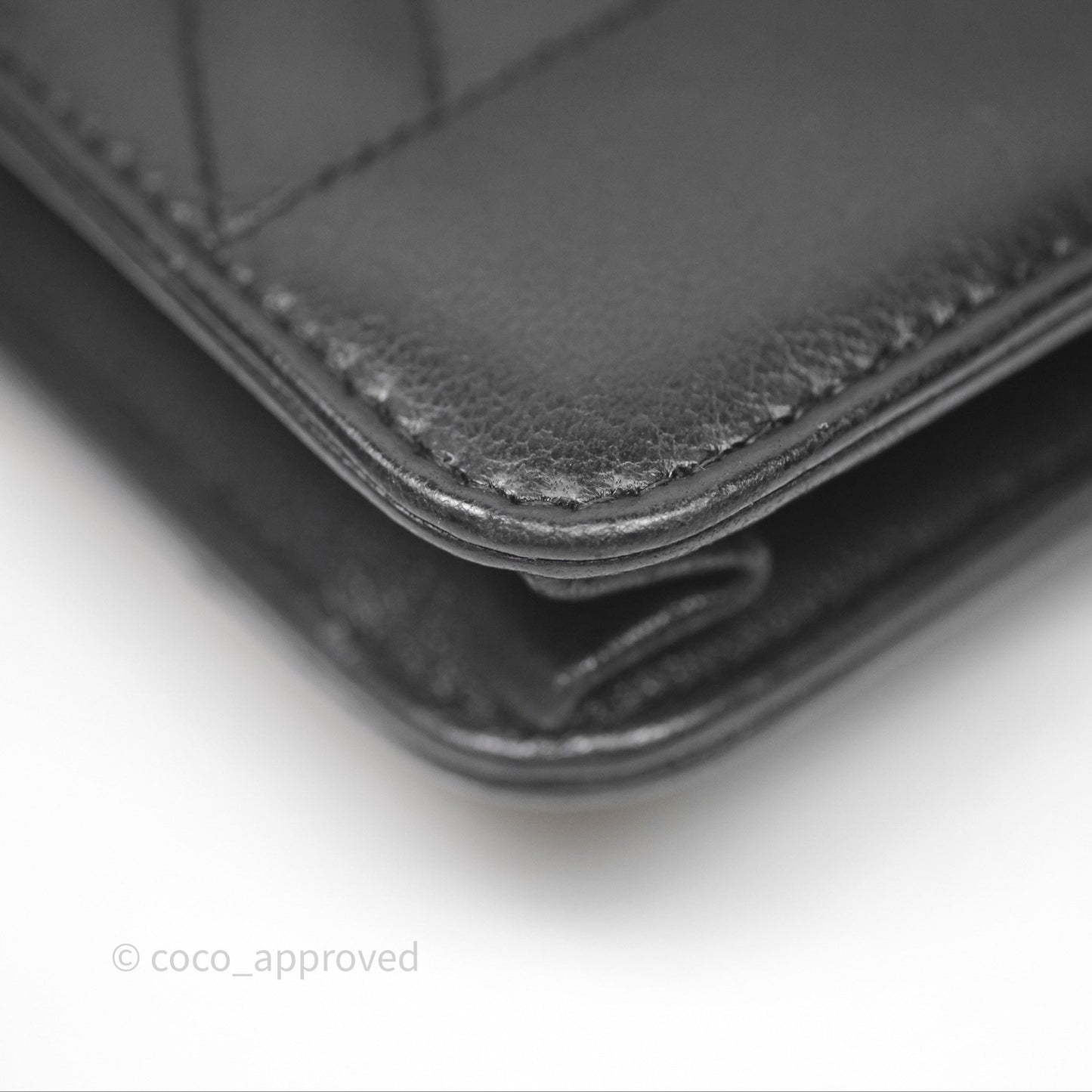 Chanel Reversed Chevron Wallet On Chain WOC Black Lambskin Aged Gold Hardware