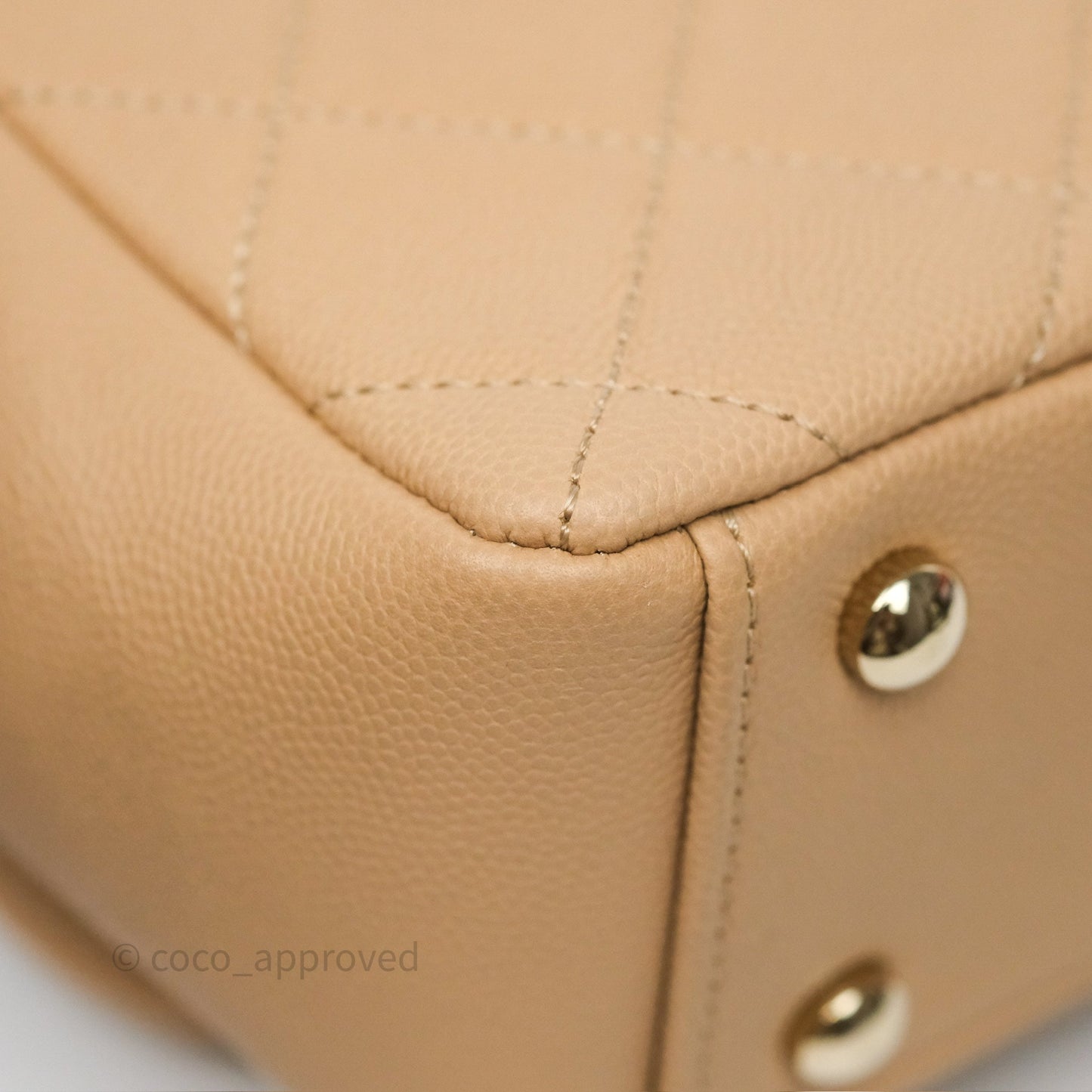 Chanel Small Business Affinity Flap Quilted Beige Caviar Gold Hardware