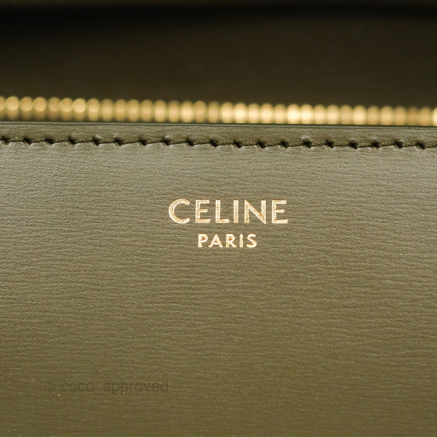 Celine Medium Classic Box Flap Dark Olive Green Box Calfskin Gold Hardware
