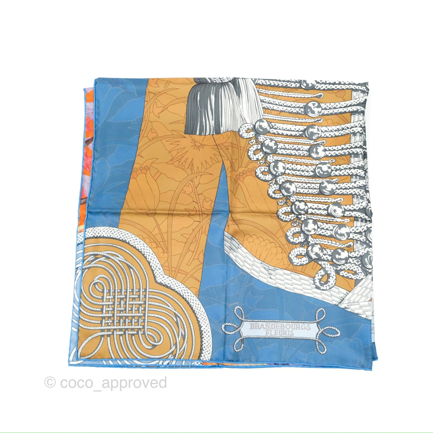 Hermès Brandebourgs Fleuris Double Face Scarf 90