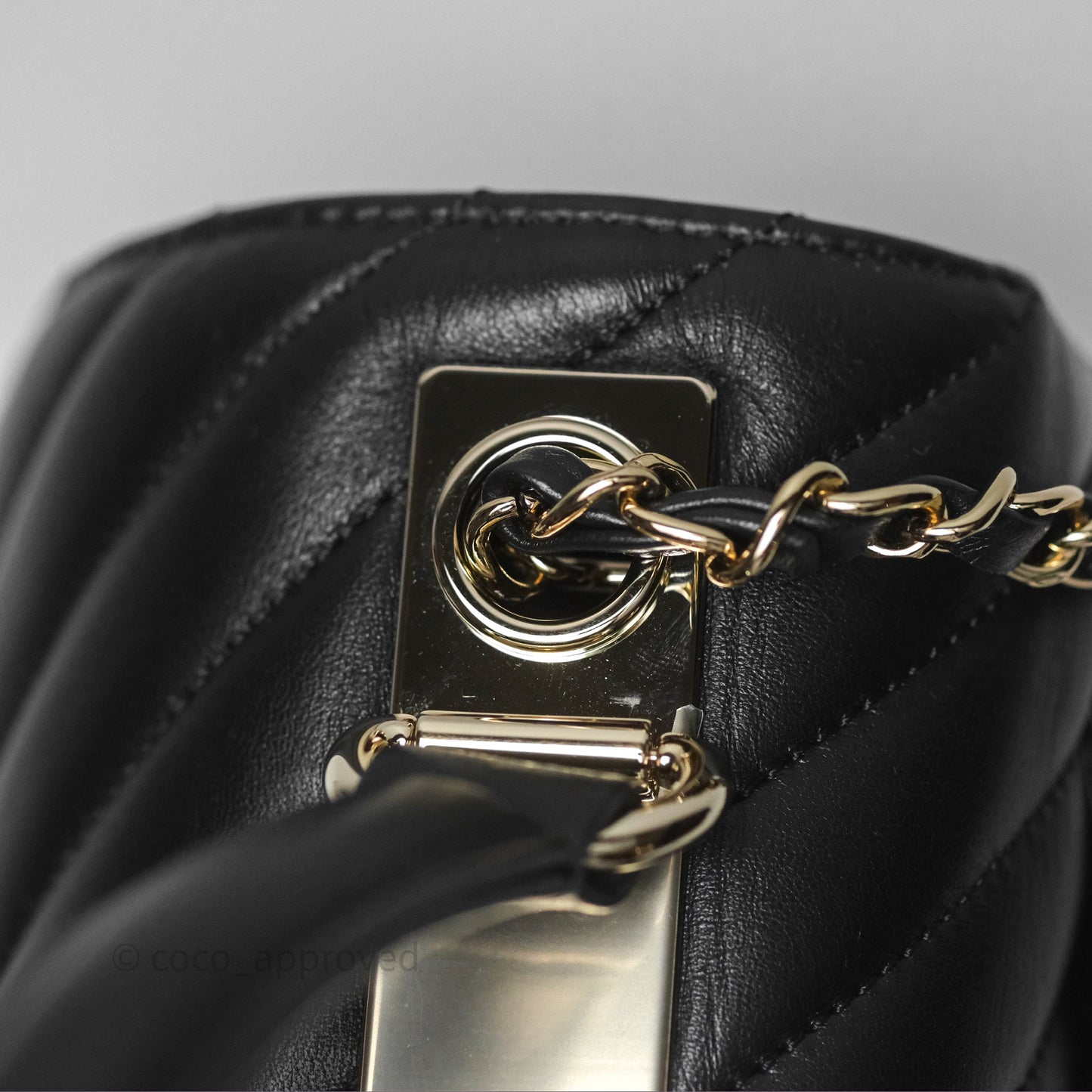 Chanel Small Trendy CC Black Chevron Lambskin Gold Hardware