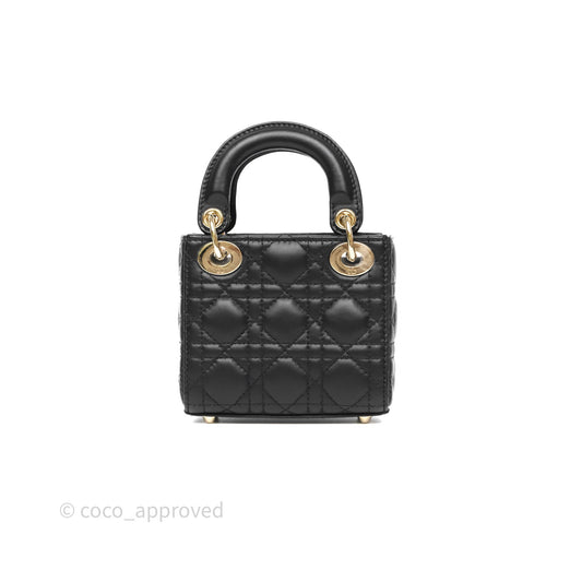 Christian Dior Micro Lady Dior Cannage Black Lambskin Gold Hardware