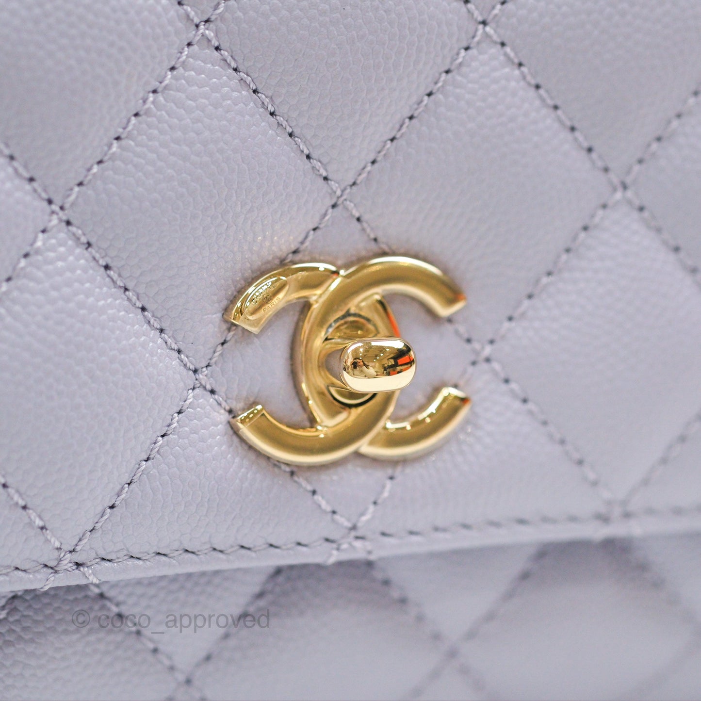 Chanel Mini Coco Handle Lilac Caviar Gold Hardware