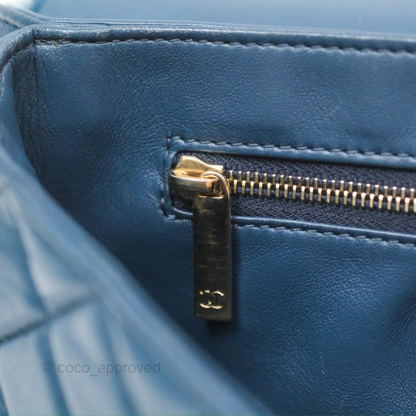 Chanel Top Handle Bag Green Blue Orylag Fur 17A