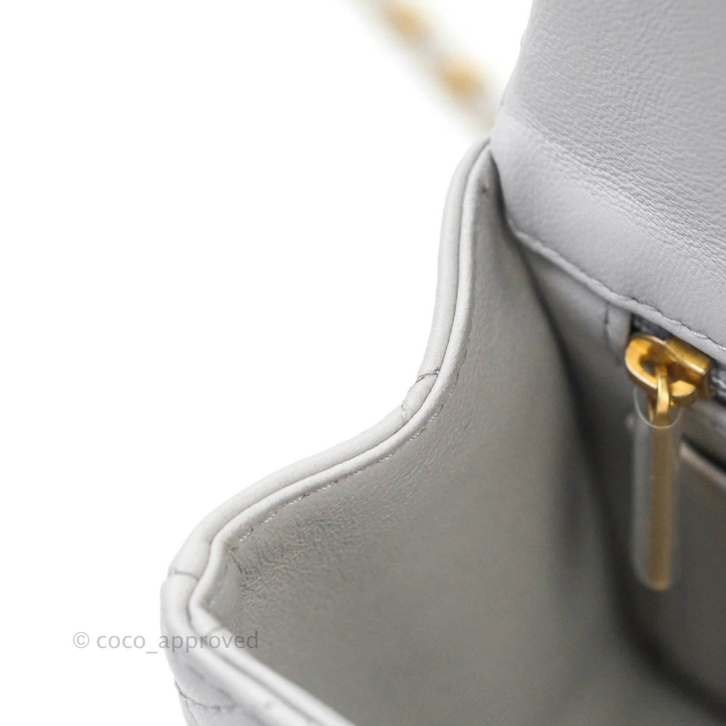 Chanel Top Handle Mini Rectangular Flap Bag Grey Lambskin Aged Gold Hardware