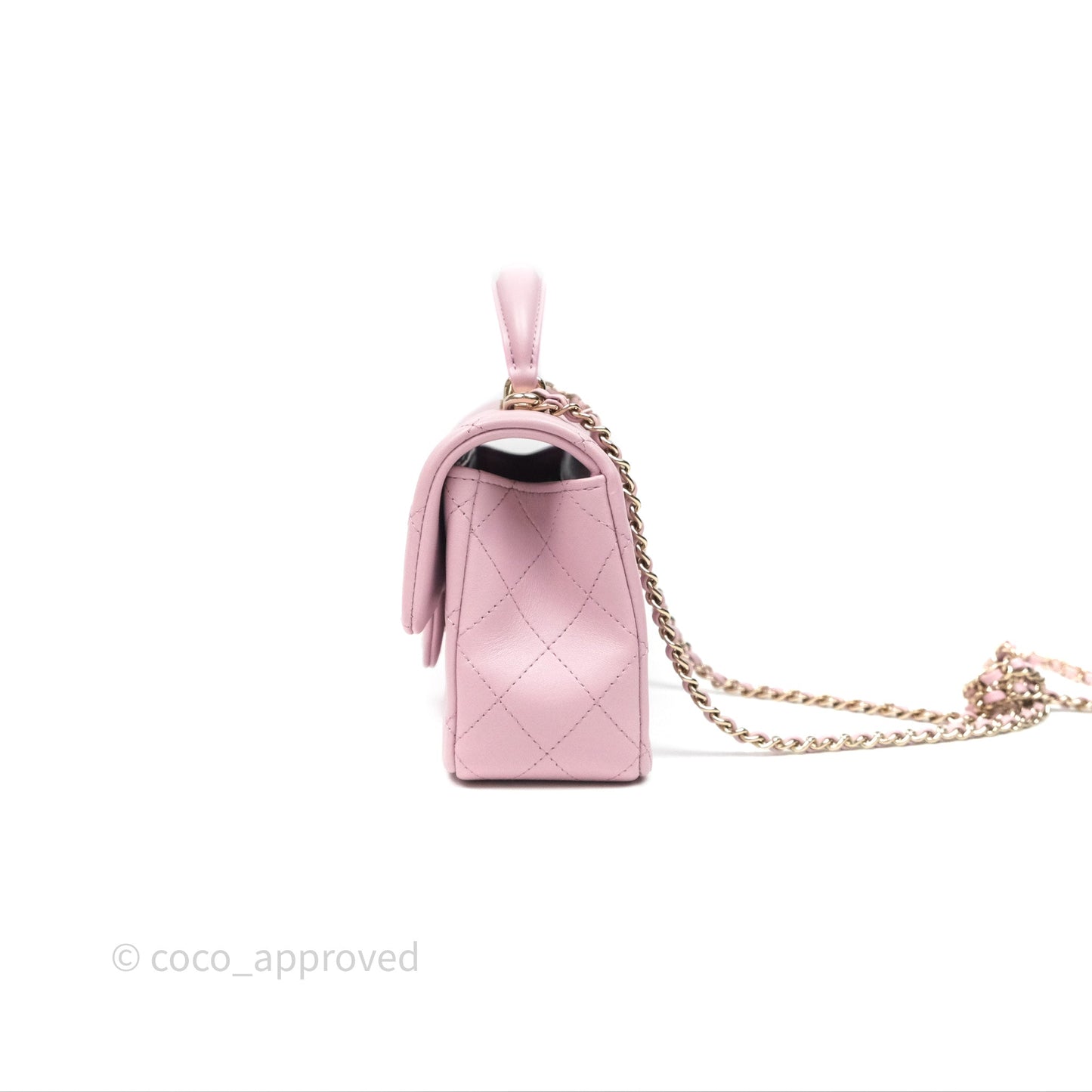 Chanel Top Handle Mini Rectangular Flap Pink Lambskin Gold Hardware