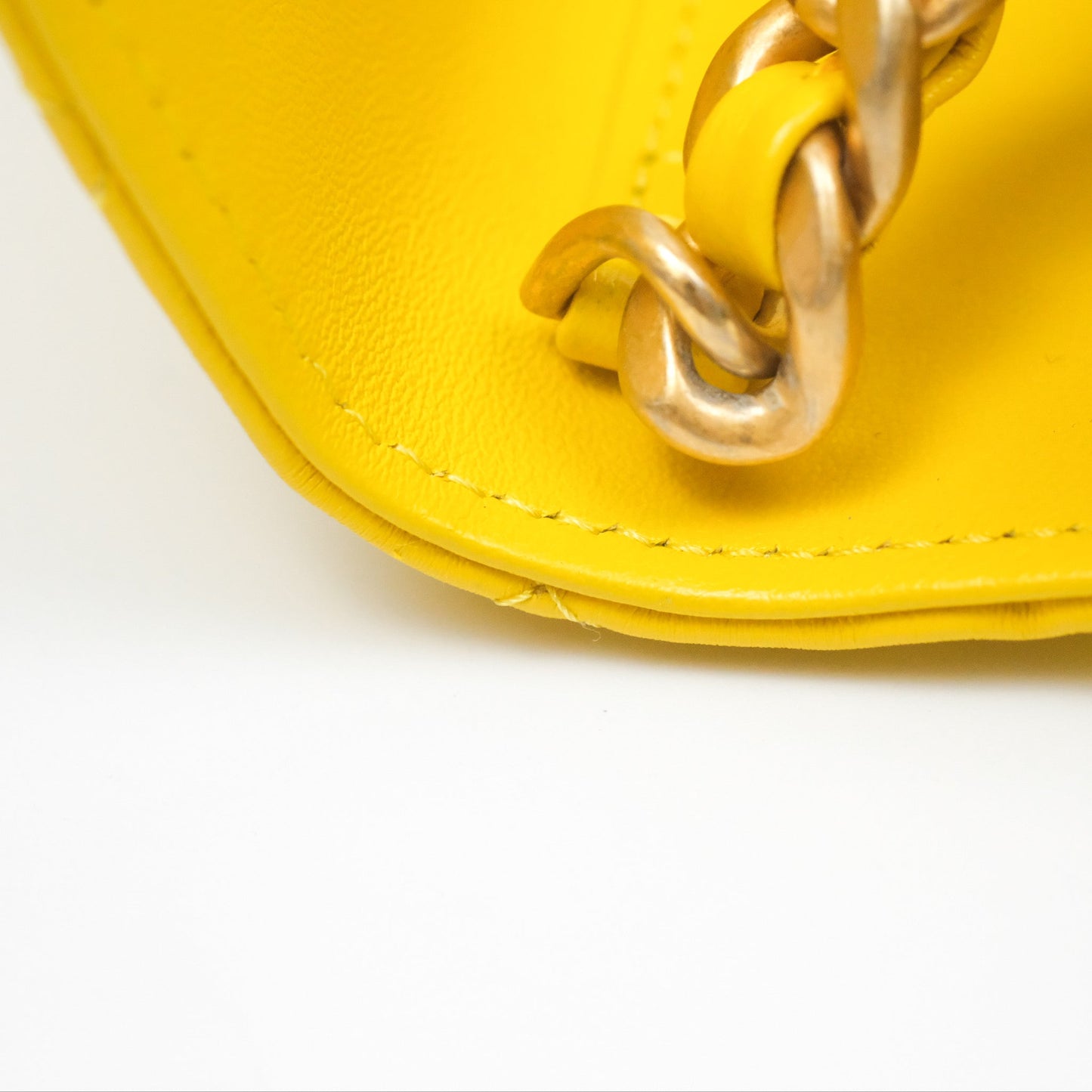 Chanel Lacquered Chain Mini WOC Yellow Lambskin