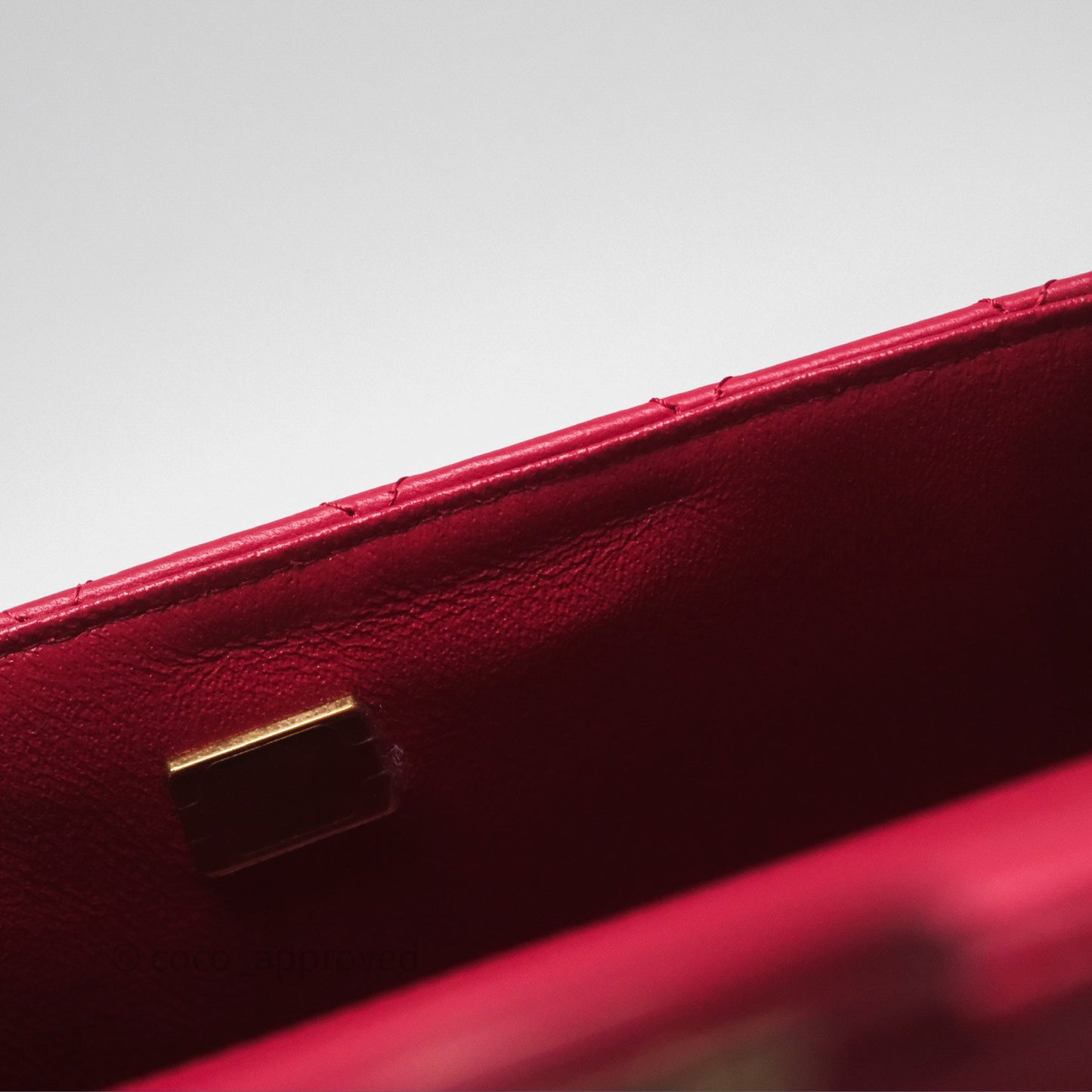Chanel Top Handle Mini Rectangular Flap Red Lambskin Gold Hardware