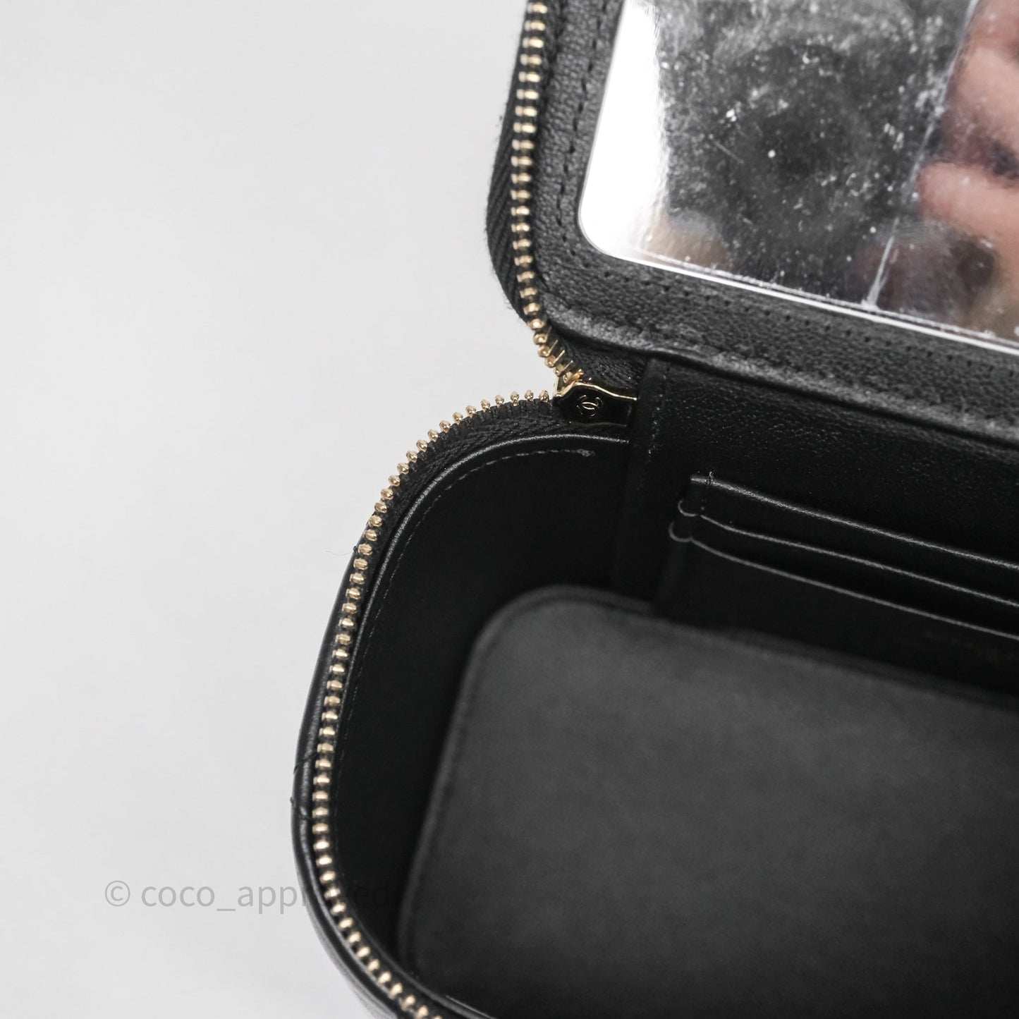 Chanel Vanity Rectangular Top Handle Black Lambskin Light Gold Hardware