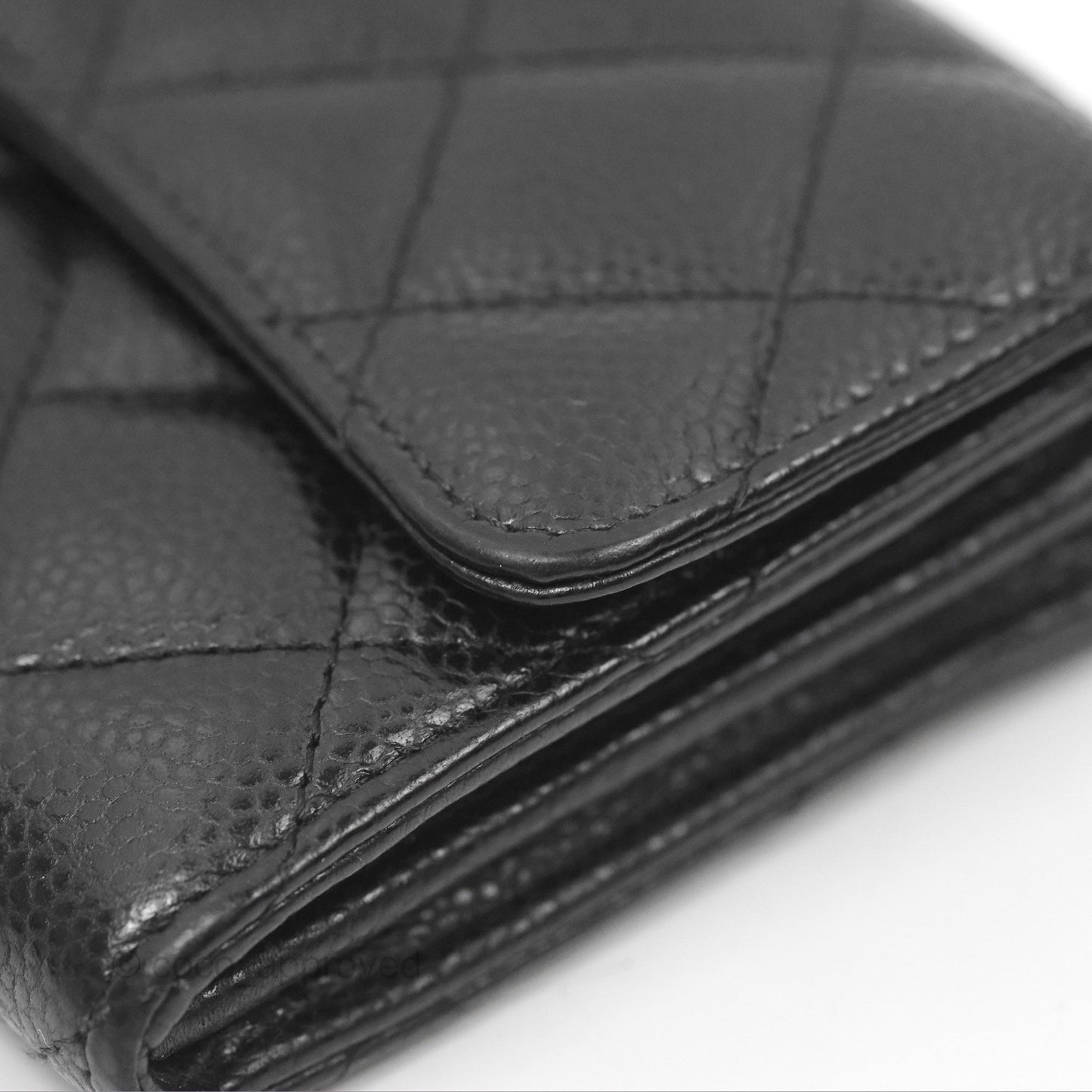 Chanel Classic Quilted Flap Long Wallet Black Caviar Gold Hardware