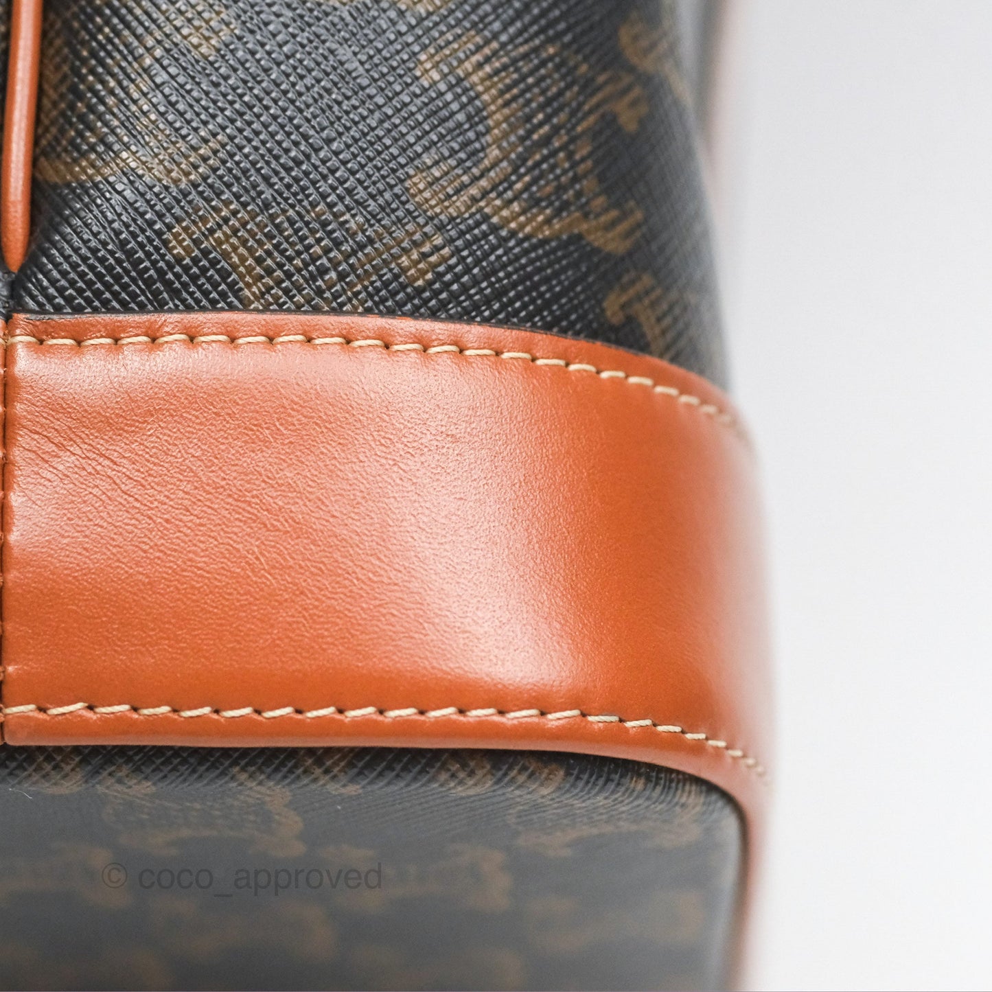Celine Small Bucket Triomphe Canvas Tan Calfskin