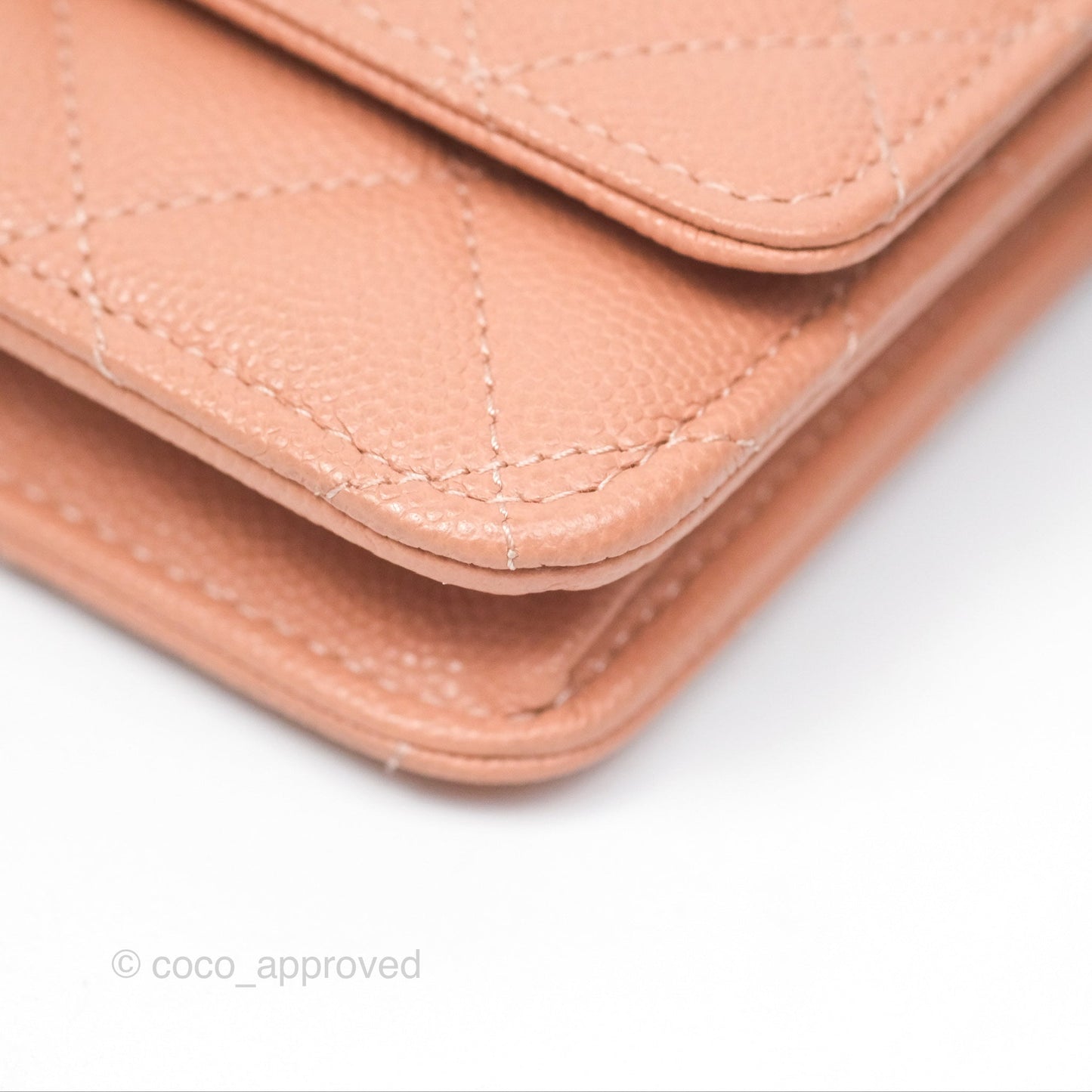 Chanel Quilted Wallet On Chain WOC Rosy Beige Caviar Gold Hardware
