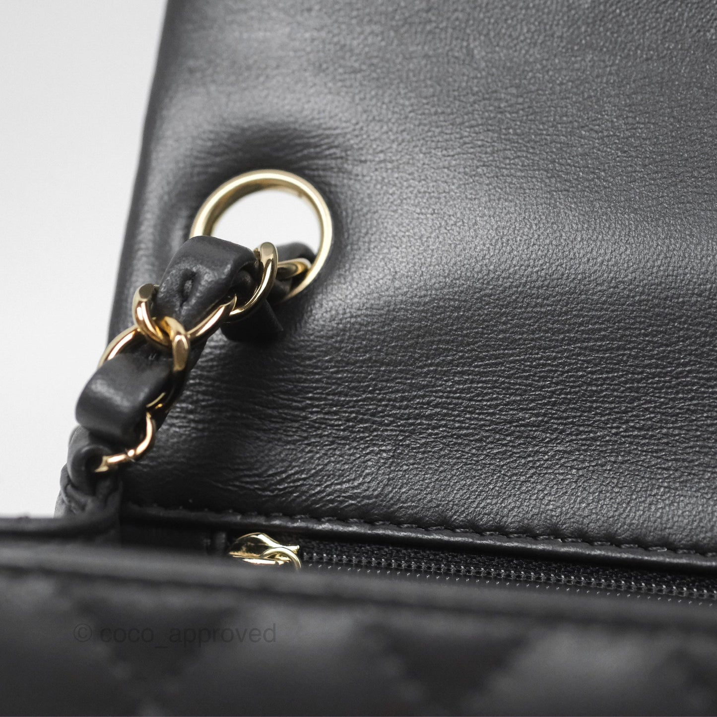 Chanel Mini Square Quilted Grey Lambskin Gold Hardware