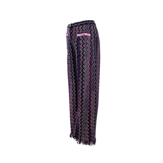 Chanel 21p Size 34 Pants Tweed Navy Blue/Purple/Pink