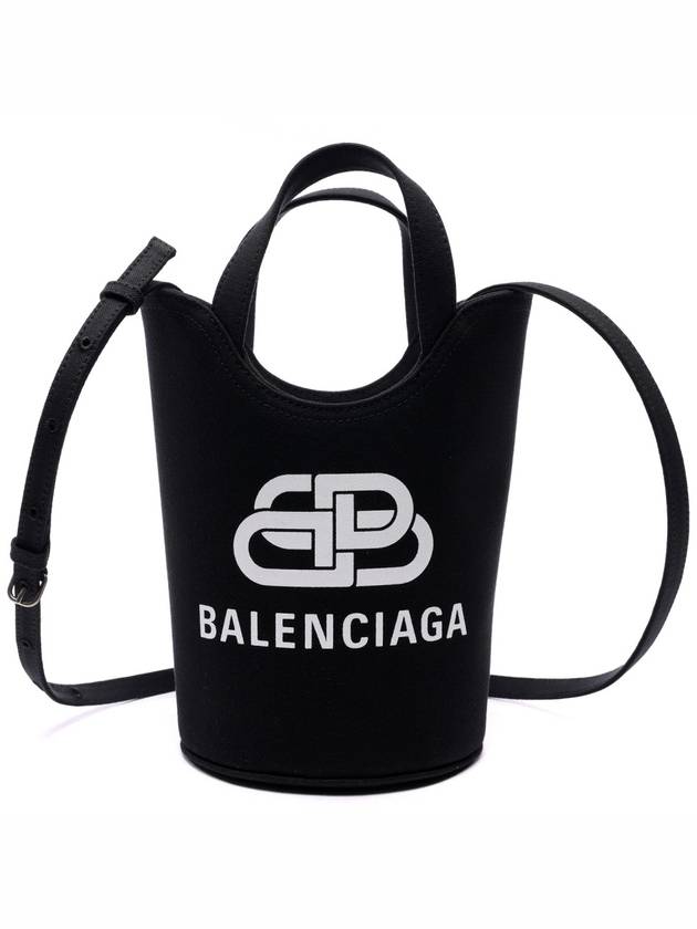 Luxury Balenciaga Logo Wave Bucket Tote Bag Black