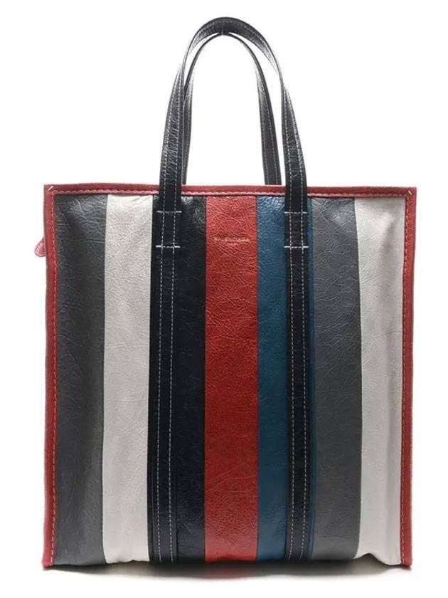 Luxury Balenciaga Bazar Striped Medium Tote Bag
