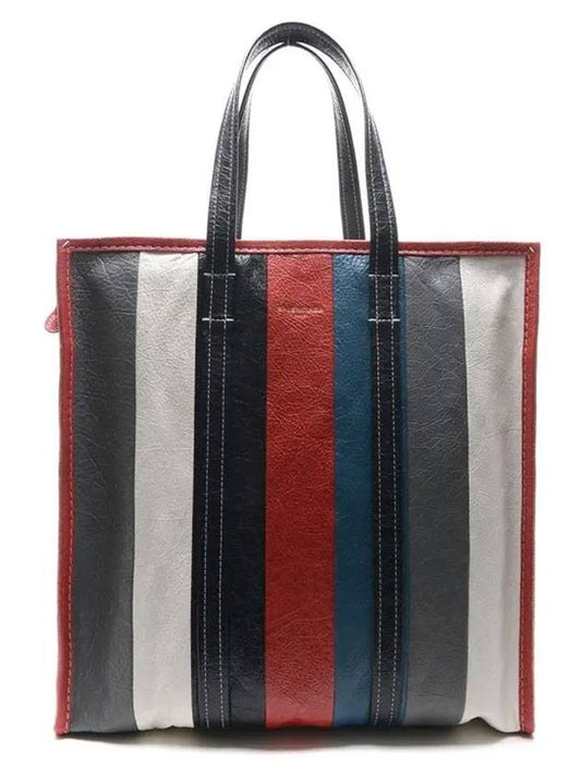 Luxury Balenciaga Bazar Striped Medium Tote Bag