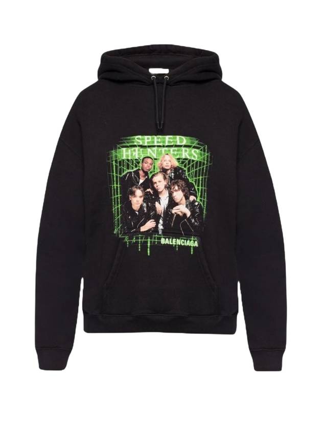 Luxury Balenciaga Speed Hunter Print Hoodie Black