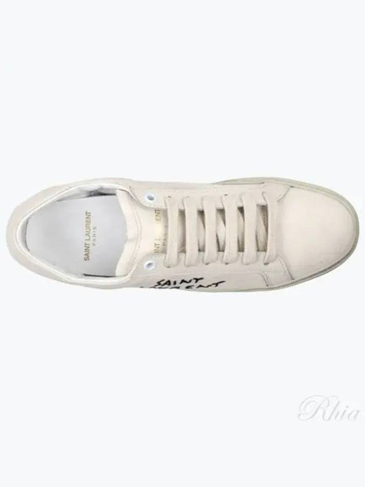 Luxury Saint Laurent Court Classic SL/06 Embroidered Sneakers In Canvas And Leather Cream