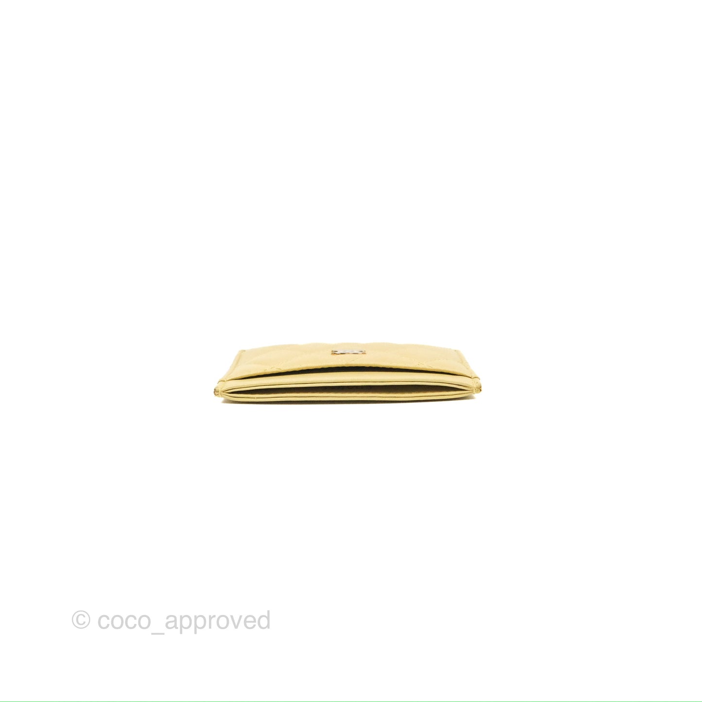 Chanel Classic Flat Card Holder Iridescent Yellow Lambskin Gold Hardware