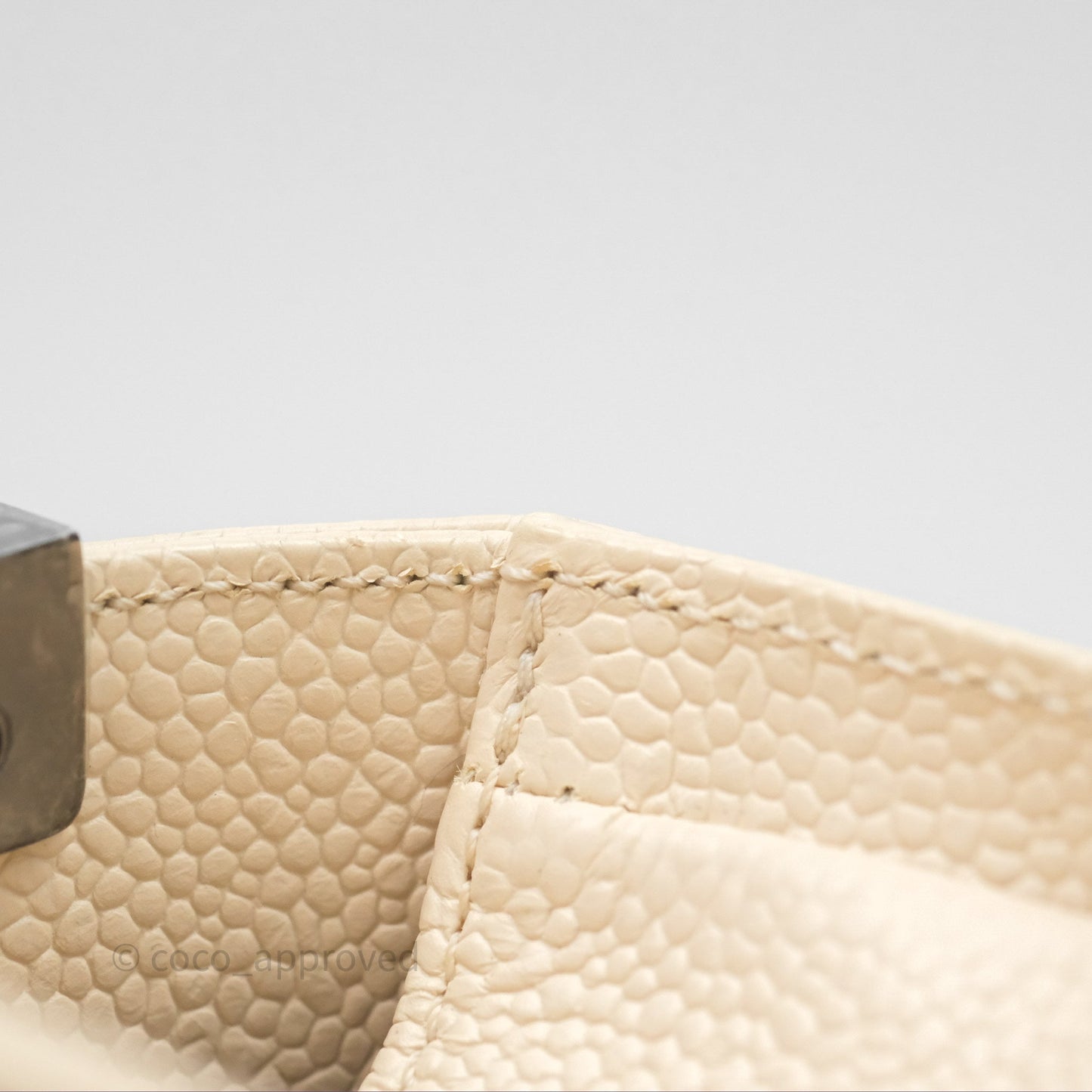 Chanel Small Boy Chevron Beige Caviar Ruthenium Hardware