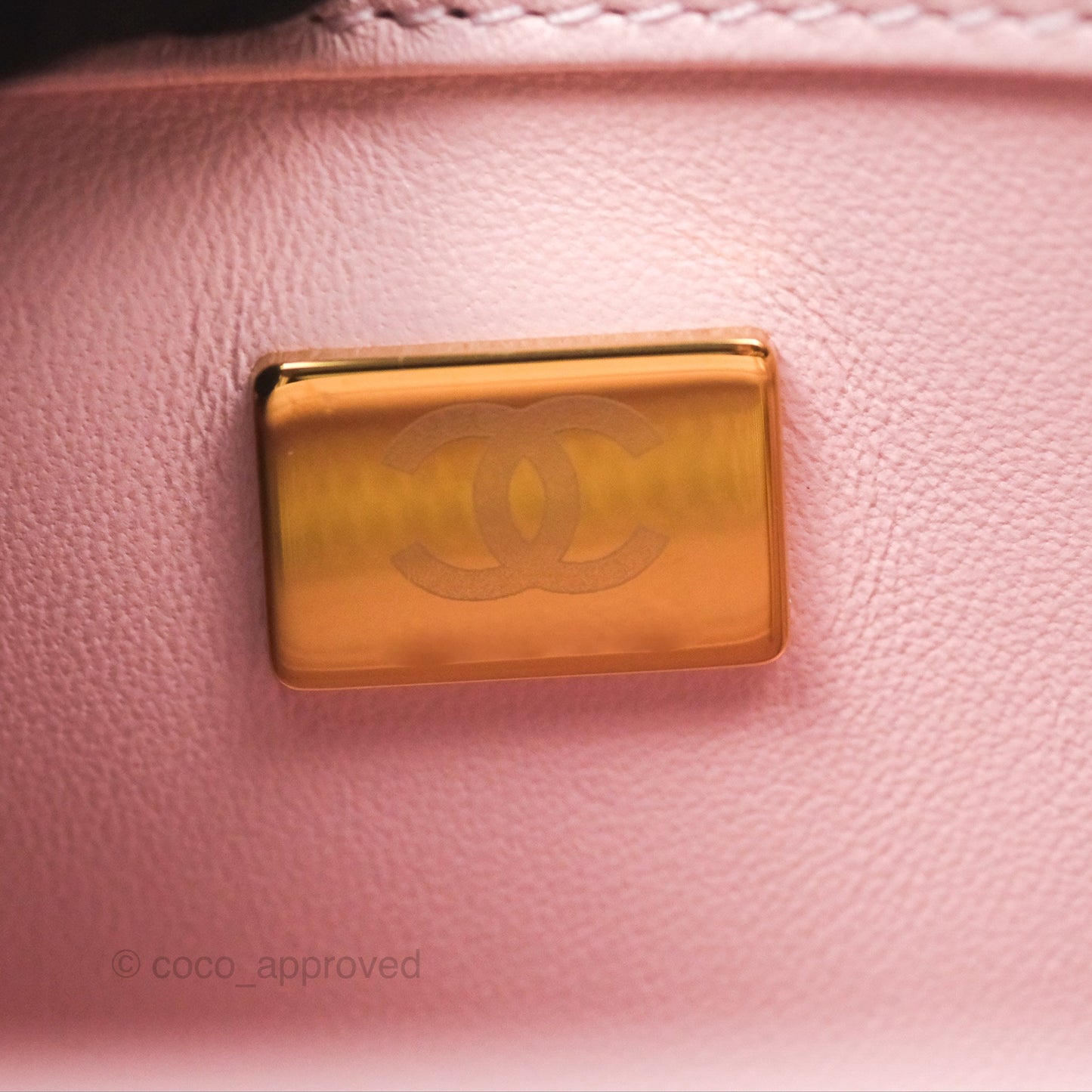 Chanel Pearl Crush Mini Square Quilted Light Pink Lambskin Aged Gold Hardware