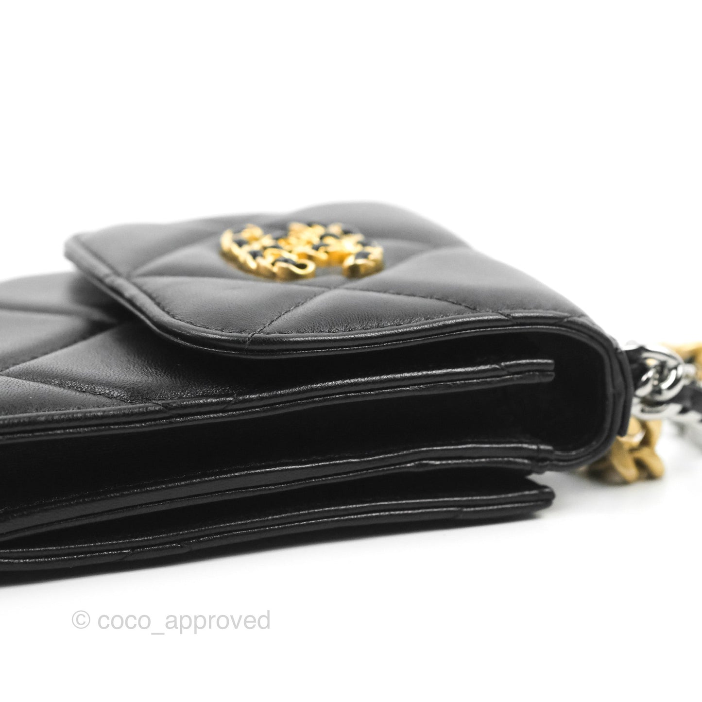Chanel 19 Phone Holder Black Mixed Hardware