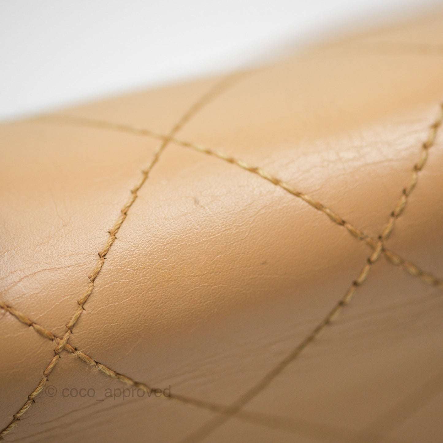 Chanel Vintage Jumbo Beige Flap Bag Lambskin Enamel Hardware