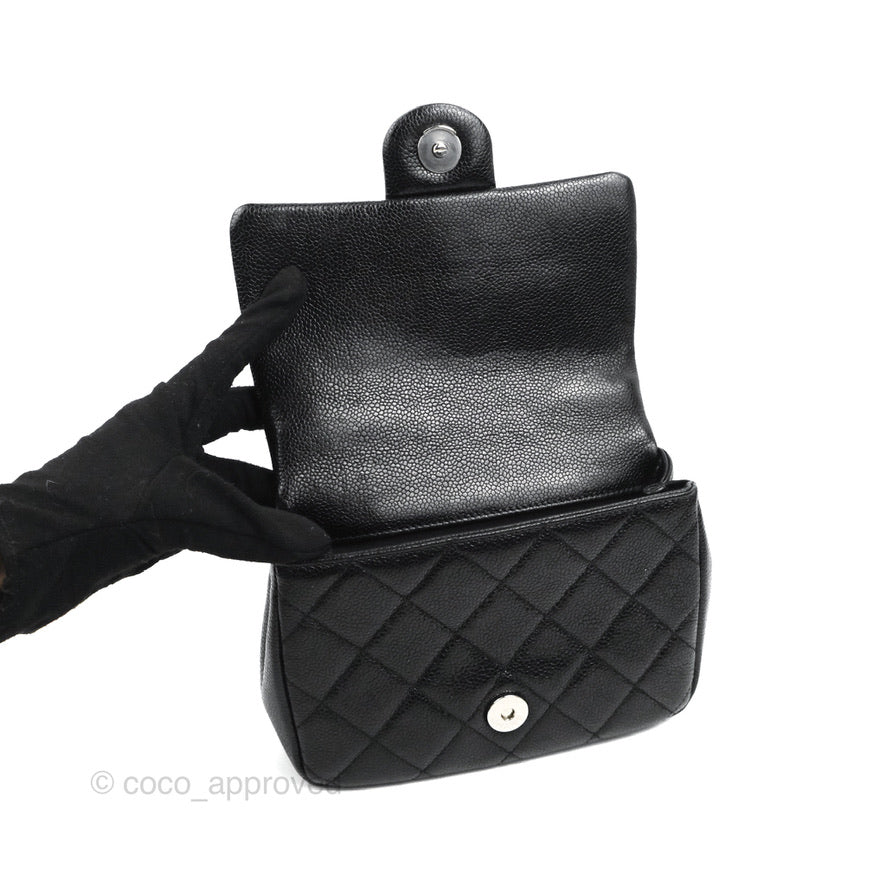 Chanel Quilted Mini Square Flap Bag So Black Caviar Incognito