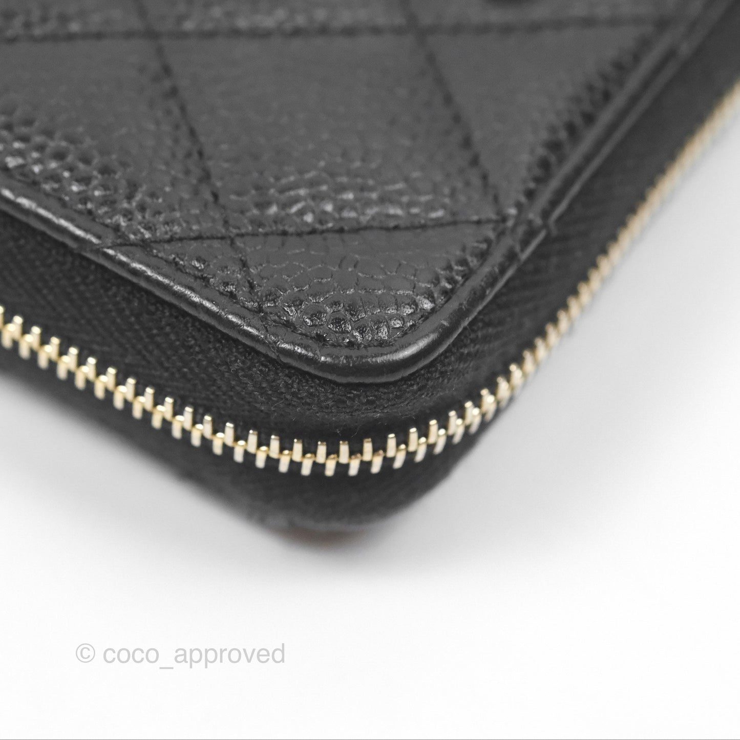 Chanel Classic Zipped Coin Purse Black Caviar Gold Hardware