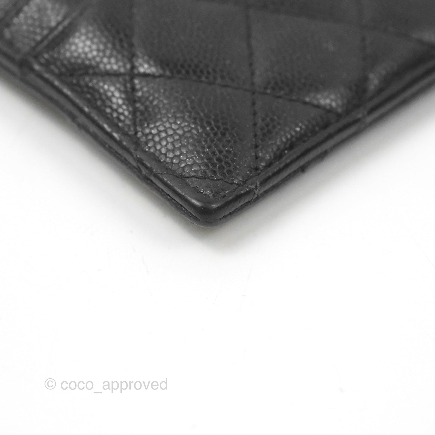 Chanel Quilted CC Zipped Card Holder Black Caviar Silver Hardware