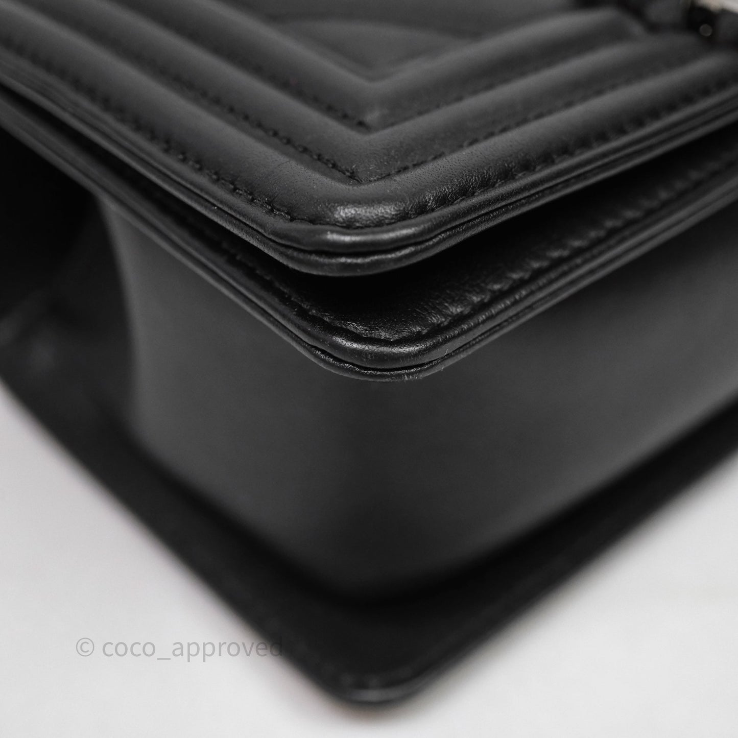 Chanel Small Boy Chevron Black Lambskin Silver Hardware