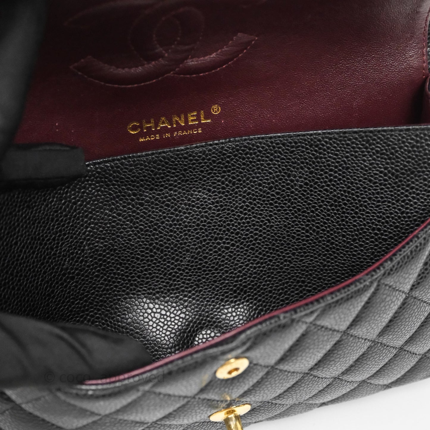 Chanel Classic M/L Medium Flap Quilted Black Caviar Gold Hardware