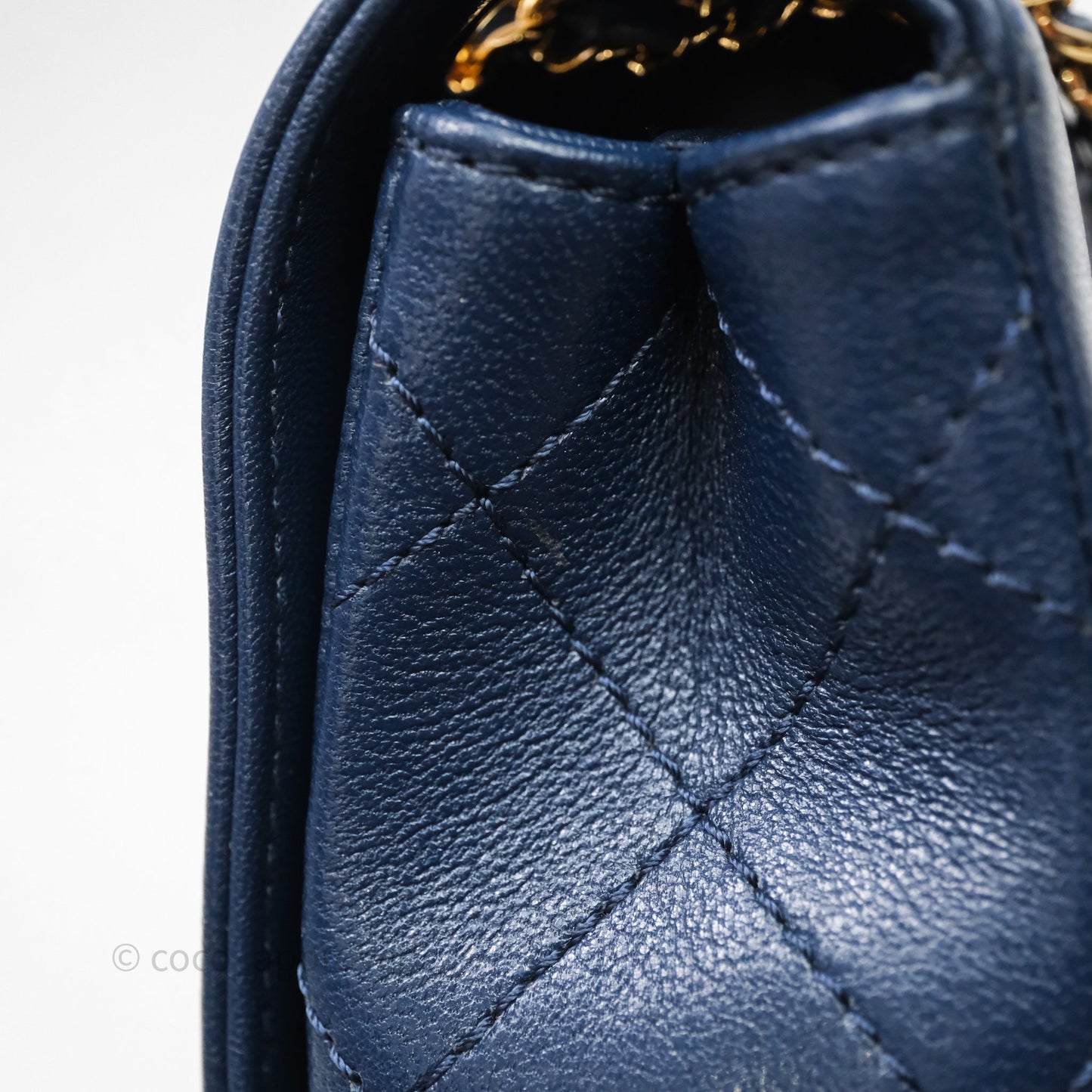 Chanel Mademoiselle Vintage Flap Bag Navy Sheepskin Gold Hardware
